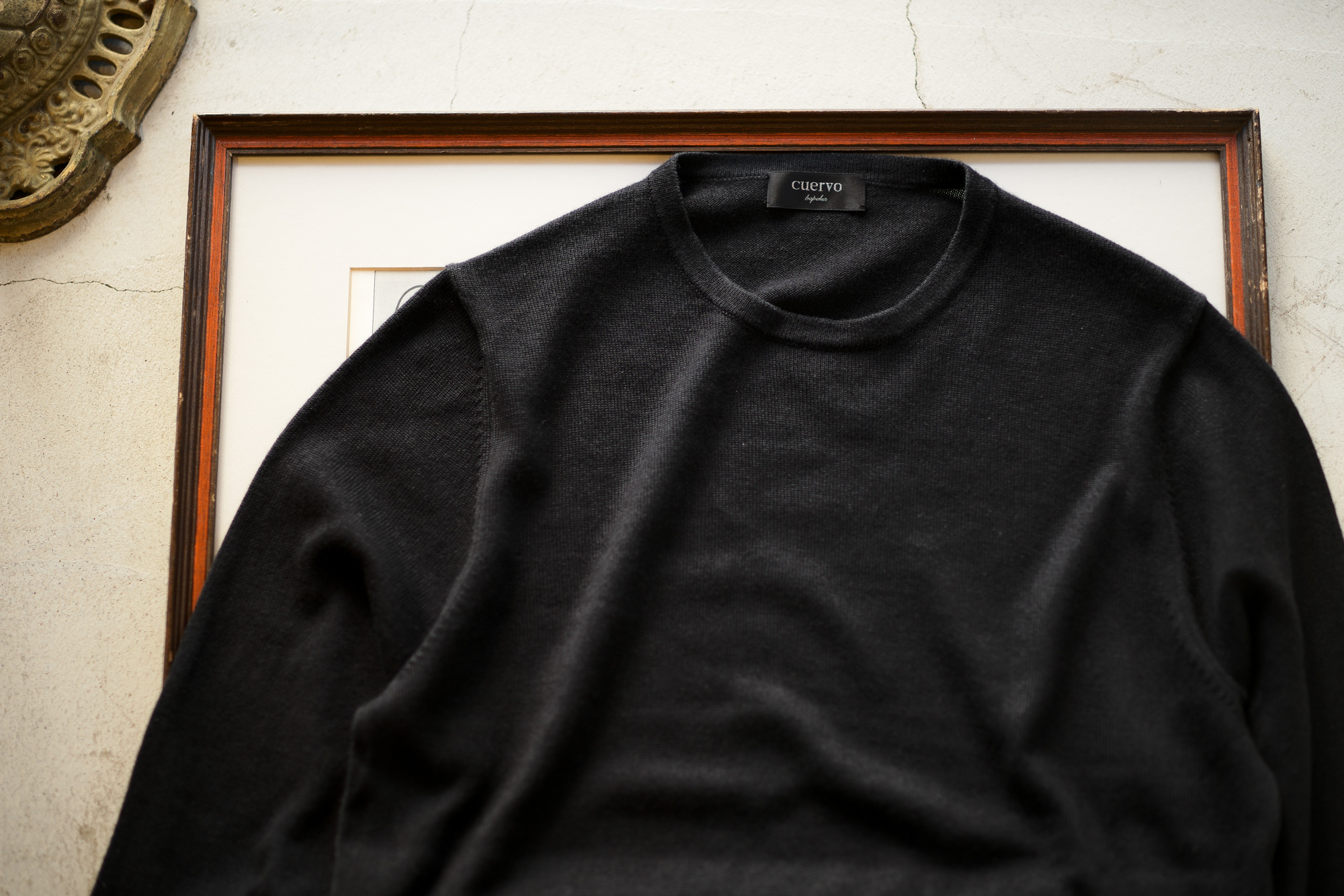 cuervo bopoha(クエルボ ヴァローナ) Sartoria Collection (サルトリア コレクション) Harrison(ハリソン) Silk Cashmere Crew Neck Sweater (シルクカシミヤ クルーネックセーター) ハイゲージ ニット セーター BLACK (ブラック) 2019 秋冬新作 cuervobopoha 愛知 名古屋 altoediritto アルトエデリット