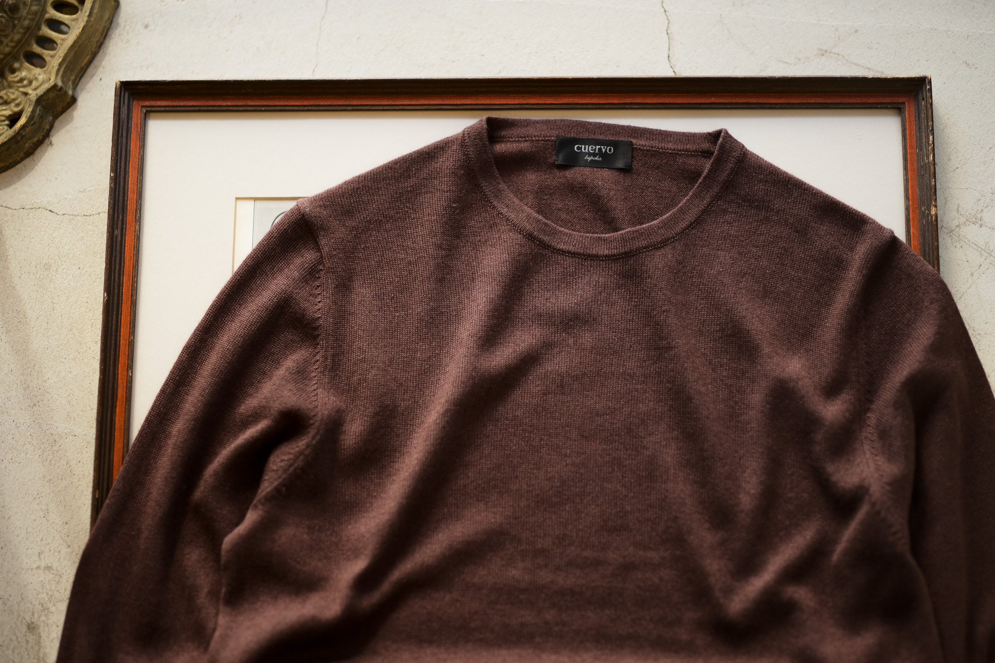 cuervo bopoha(クエルボ ヴァローナ) Sartoria Collection (サルトリア コレクション) Harrison(ハリソン) Silk Cashmere Crew Neck Sweater (シルクカシミヤ クルーネックセーター) ハイゲージ ニット セーター BROWN (ブラウン) 2019 秋冬新作 cuervobopoha 愛知 名古屋 altoediritto アルトエデリット