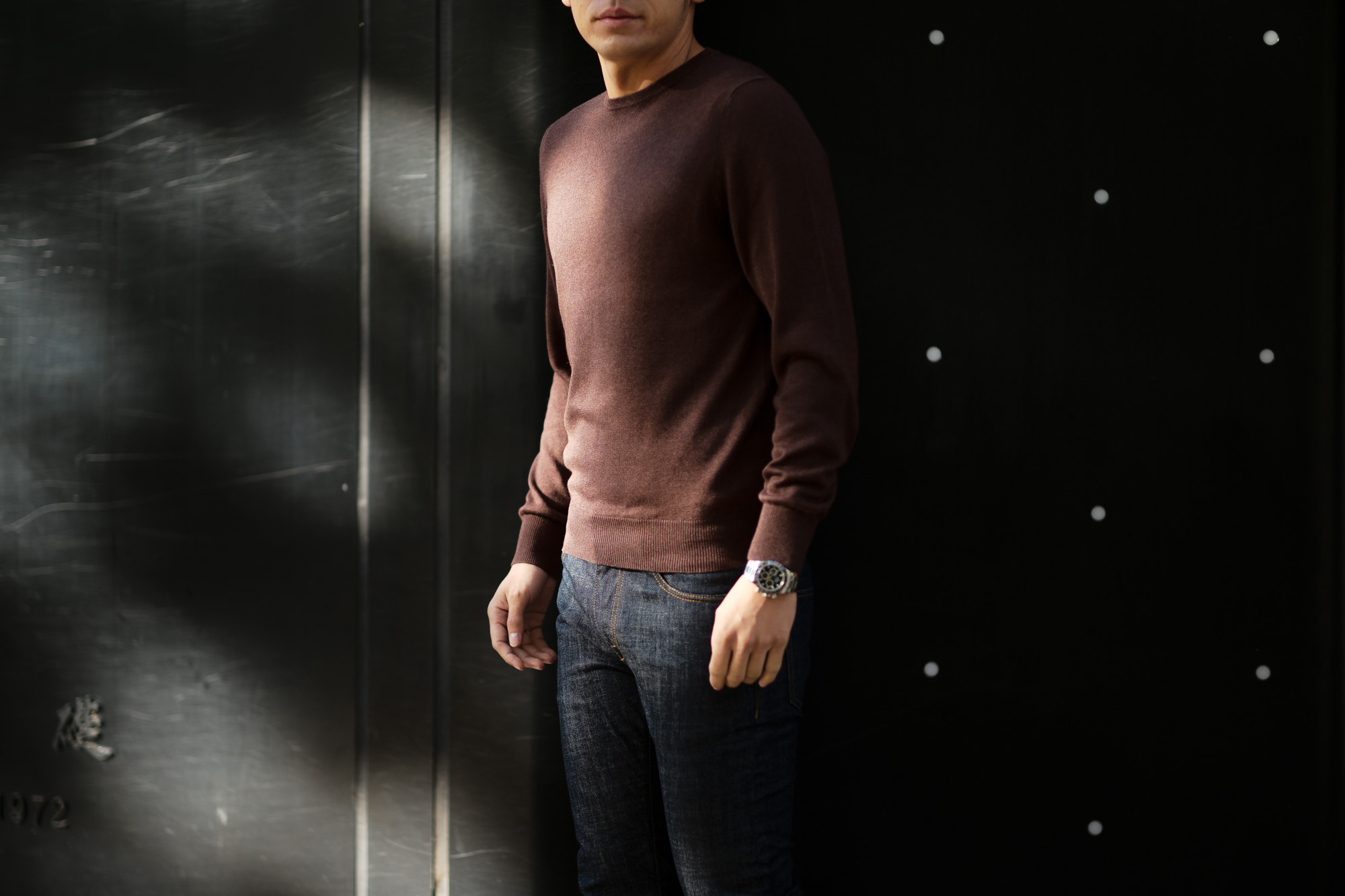 cuervo bopoha(クエルボ ヴァローナ) Sartoria Collection (サルトリア コレクション) Harrison(ハリソン) Silk Cashmere Crew Neck Sweater (シルクカシミヤ クルーネックセーター) ハイゲージ ニット セーター BROWN (ブラウン) 2019 秋冬新作 cuervobopoha 愛知 名古屋 altoediritto アルトエデリット