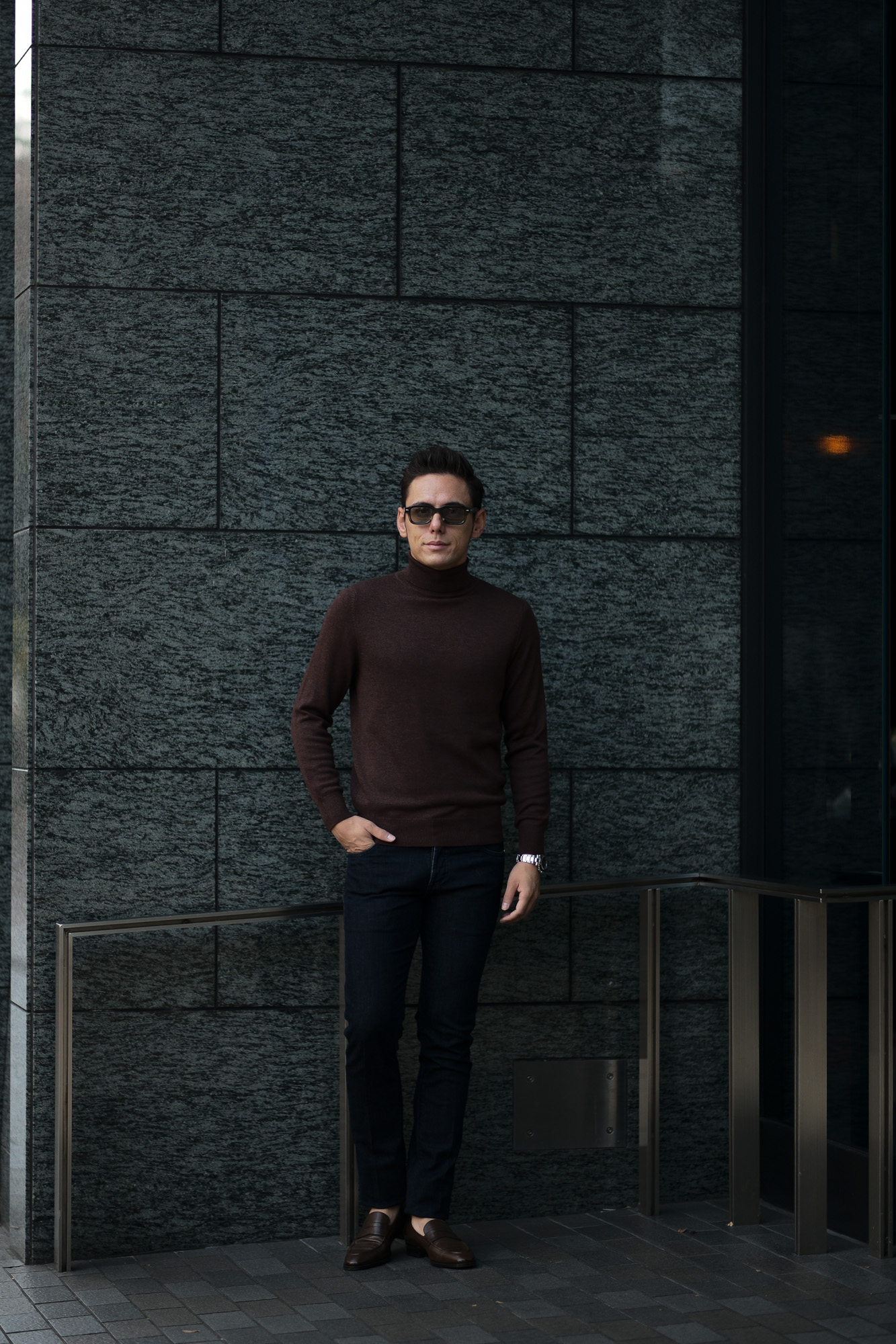 cuervo bopoha(クエルボ ヴァローナ) Sartoria Collection (サルトリア コレクション) Lucy(ルーシー) Silk Cashmere Turtle Neck Sweater (シルクカシミヤ タートルネックセーター) ハイゲージ ニット セーター BROWN (ブラウン)  2019 秋冬新作 cuervobopoha 愛知 名古屋 altoediritto アルトエデリット