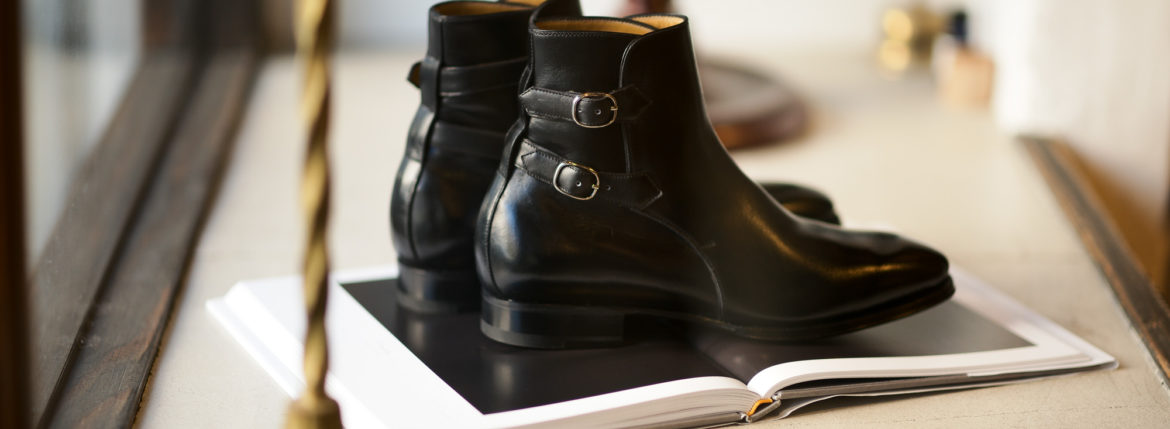 ENZO BONAFE(エンツォボナフェ) ART.3995 Double strap boot Du Puy Vitello デュプイ社ボックスカーフ ダブルストラップブーツ NERO (ブラック) made in italy (イタリア製) 2019 秋冬新作 enzobonafe 愛知 名古屋 Alto e Diritto アルト エ デリット alto e diritto アルトエデリット 5,5.5,6,6.5,7,7.5,8,8.5,9,9.5