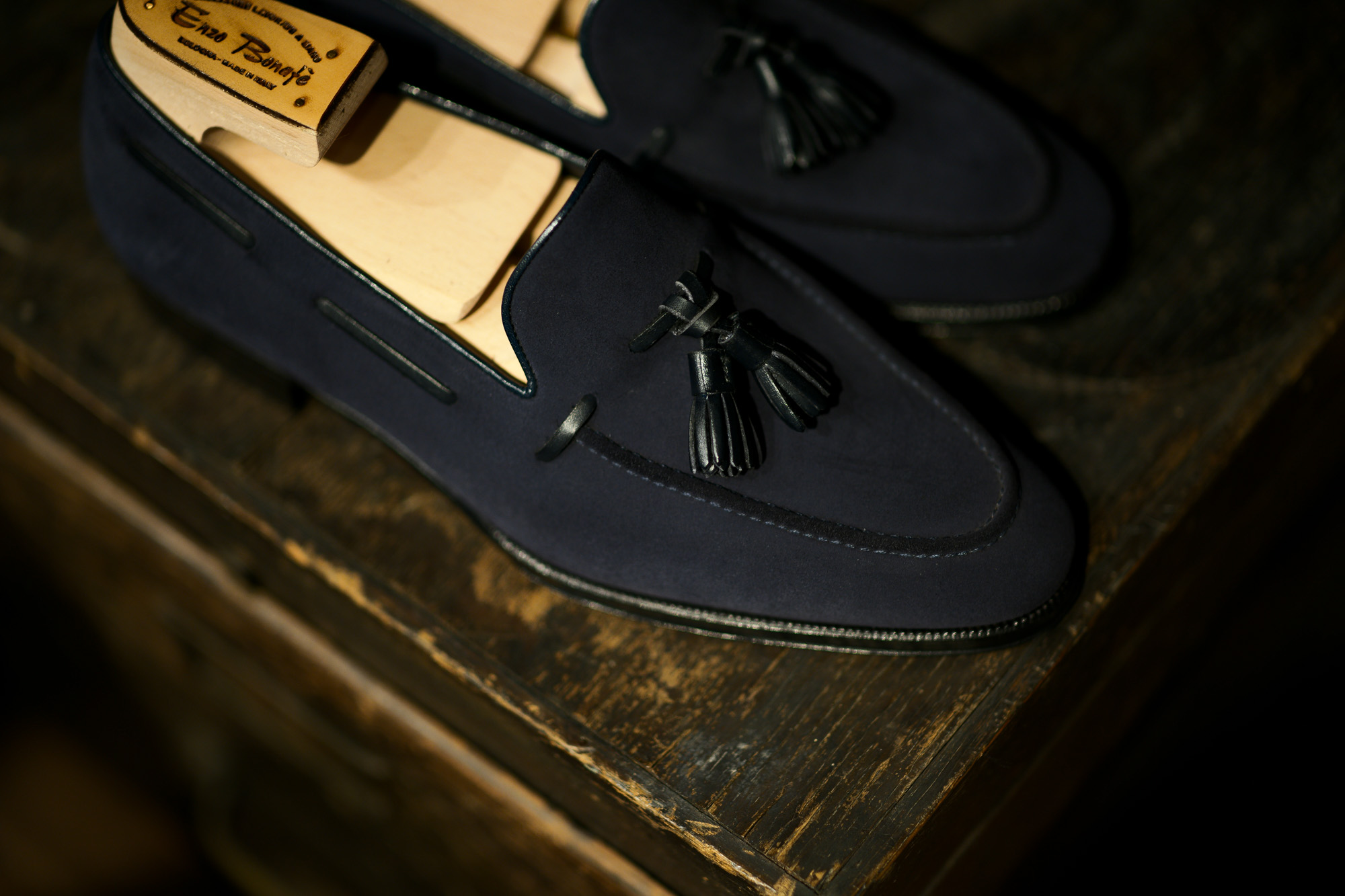 ENZO BONAFE(エンツォボナフェ) ART. EB-07 Tassel Loafer タッセルローファー SUPERBUCK スーパーバック スエードレザー ドレスシューズ ローファー BALTIC(ネイビー) made in italy (イタリア製) 2019 愛知 名古屋 enzobonafe エンツォボナフェ eb08 ローファー zodiac nagoya alto e diritto altoediritto アルトエデリット