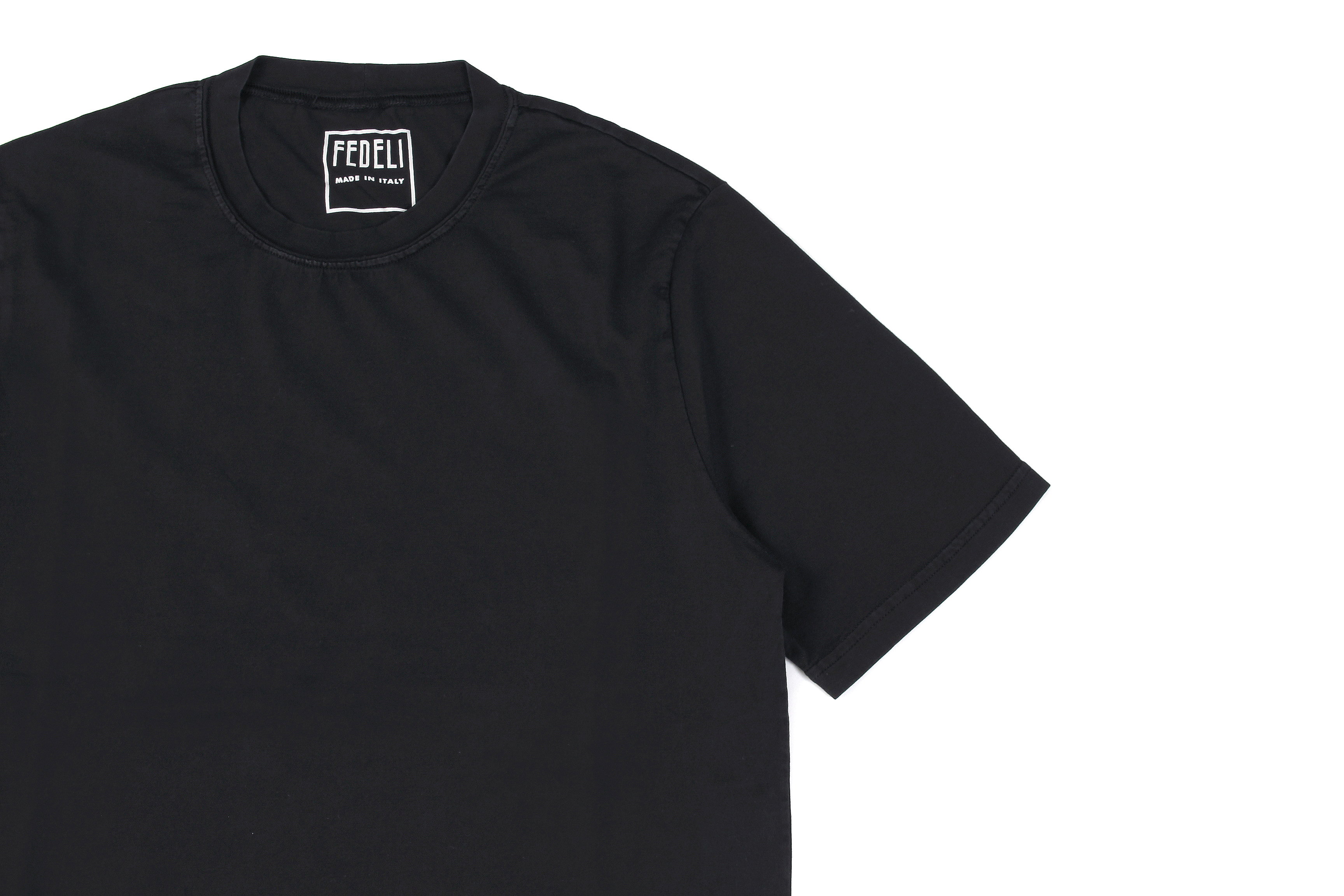 FEDELI(フェデーリ) Crew Neck T-shirt (クルーネック Tシャツ) ギザコットン Tシャツ BLACK (ブラック・36) made in italy (イタリア製) 2020 春夏 【ご予約開始】愛知 名古屋 altoediritto アルトエデリット TEE
