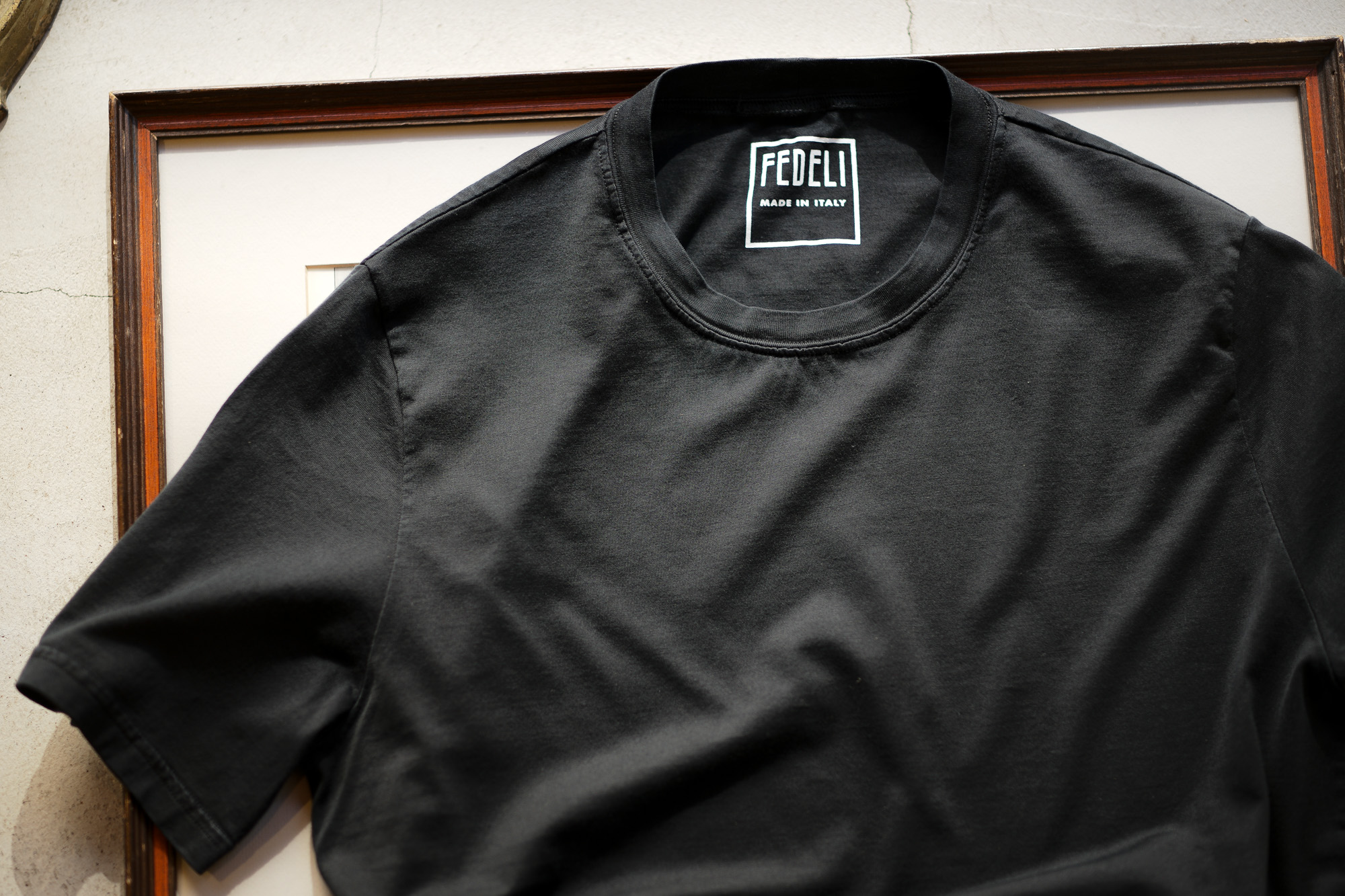FEDELI(フェデーリ) Crew Neck T-shirt (クルーネック Tシャツ) ギザコットン Tシャツ BLACK (ブラック・36) made in italy (イタリア製) 2020 春夏 【ご予約受付中】愛知 名古屋 altoediritto アルトエデリット TEE