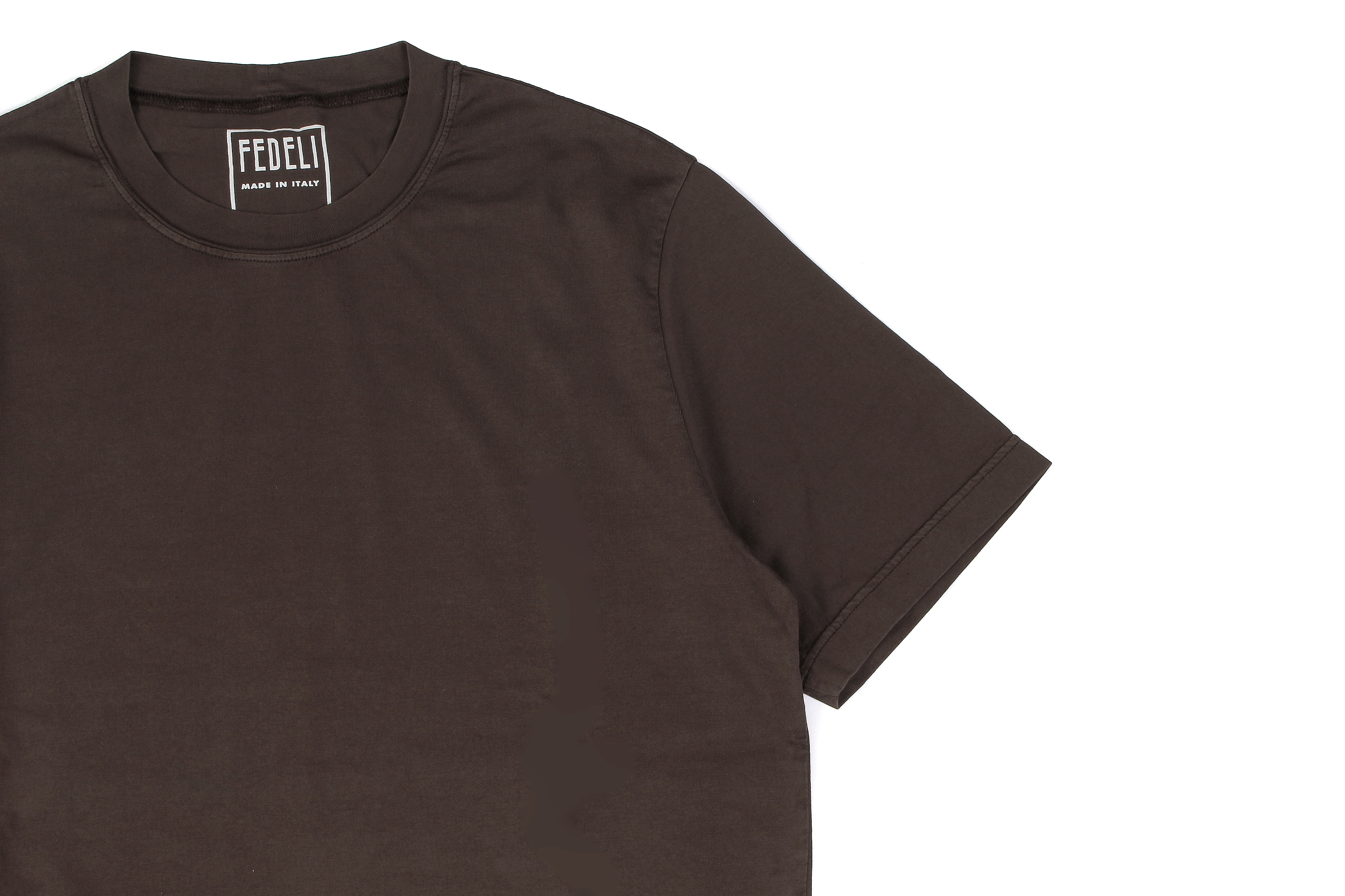 FEDELI(フェデーリ) Crew Neck T-shirt (クルーネック Tシャツ) ギザコットン Tシャツ BROWN (ブラウン
