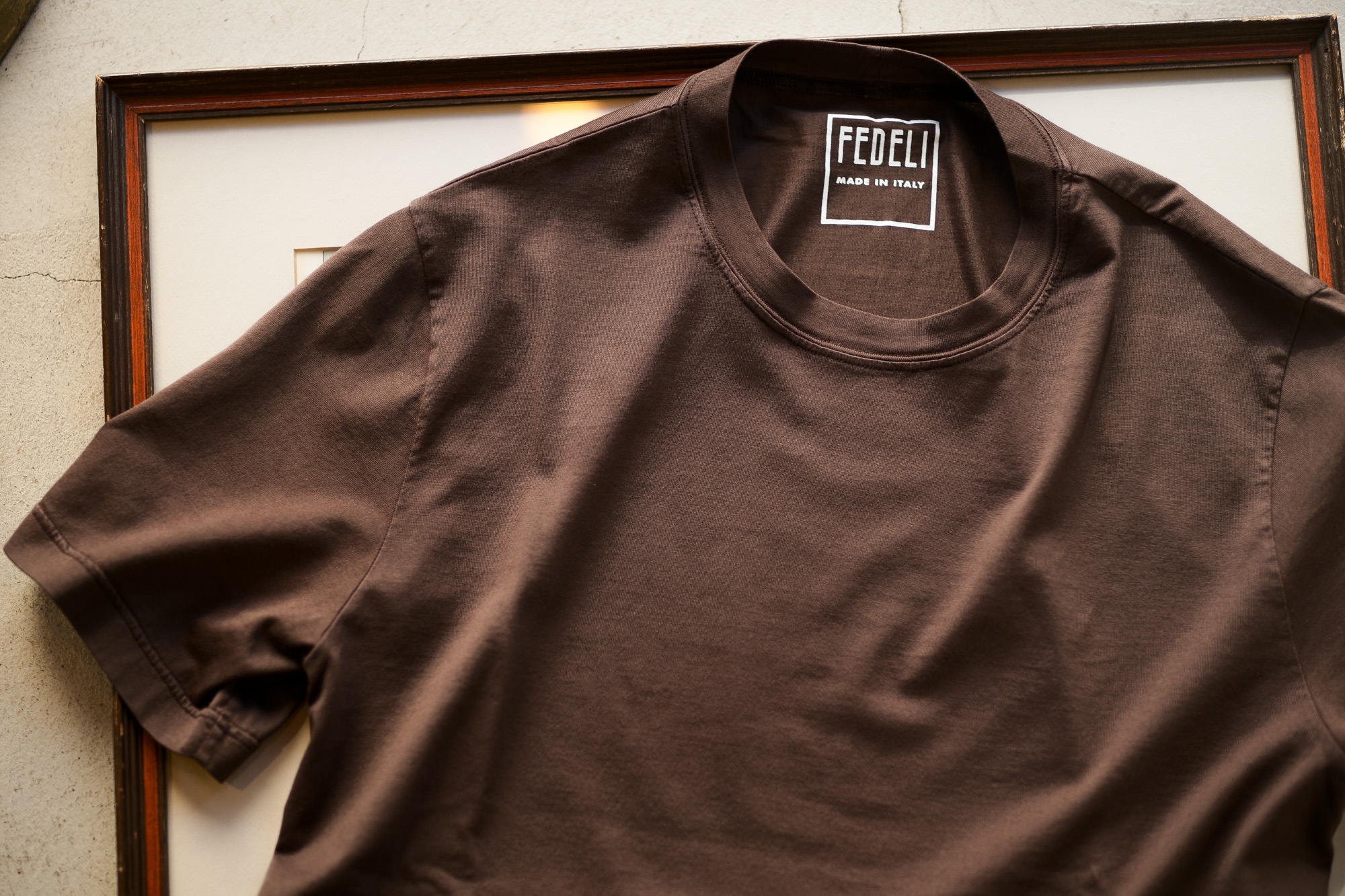 FEDELI(フェデーリ) Crew Neck T-shirt (クルーネック Tシャツ) ギザコットン Tシャツ BROWN (ブラウン・811) made in italy (イタリア製) 2020 春夏 【ご予約受付中】愛知 名古屋 altoediritto アルトエデリット TEE