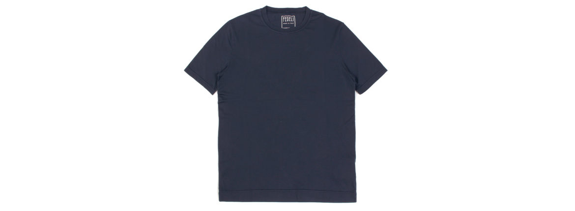 FEDELI(フェデーリ) Crew Neck T-shirt (クルーネック Tシャツ) ギザコットン Tシャツ NAVY (ネイビー・626) made in italy (イタリア製) 2020 春夏 【ご予約開始】のイメージ