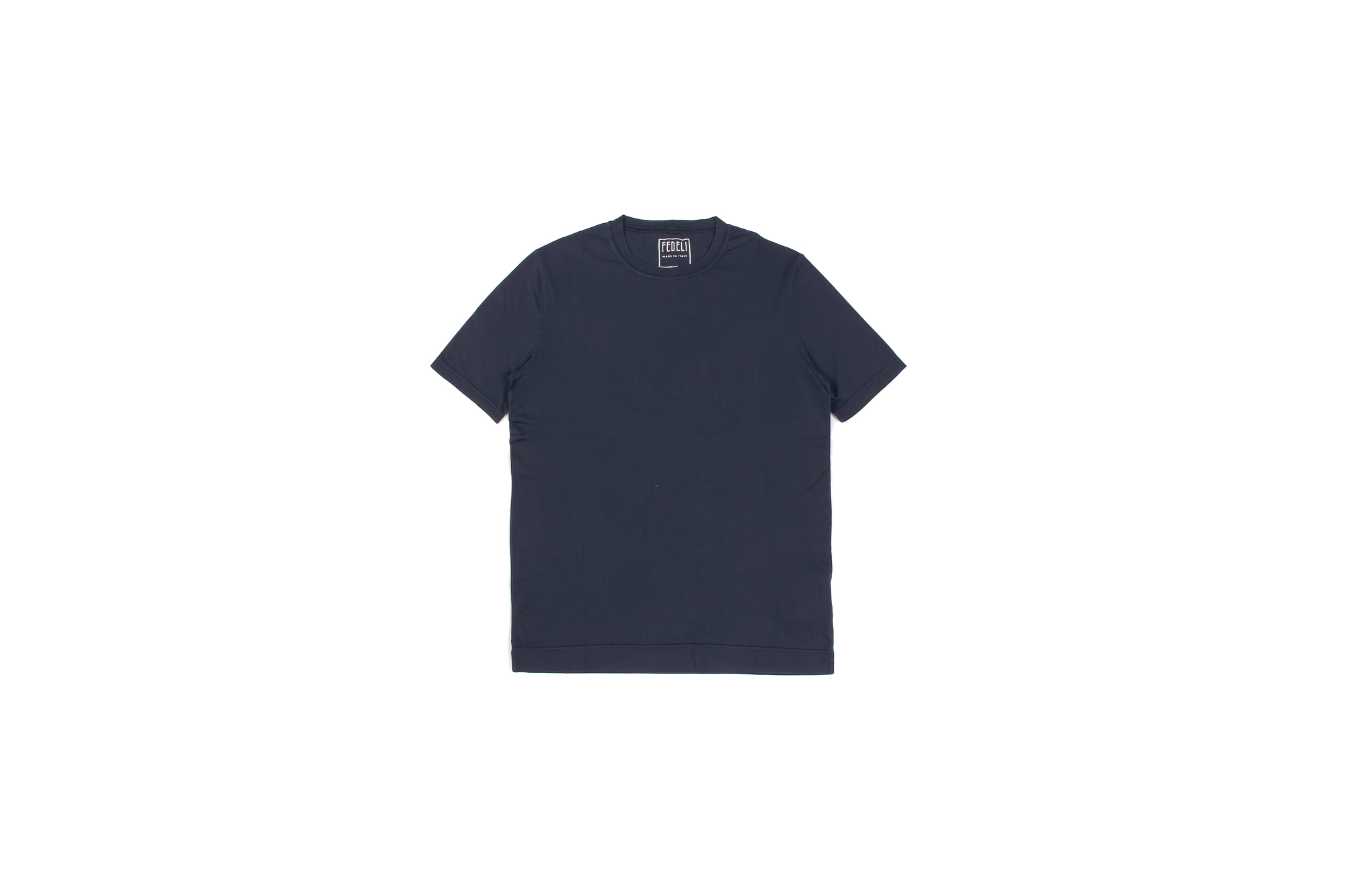 FEDELI(フェデリ) Crew Neck T-shirt (クルーネック Tシャツ) ギザコットン Tシャツ NAVY (ネイビー・626