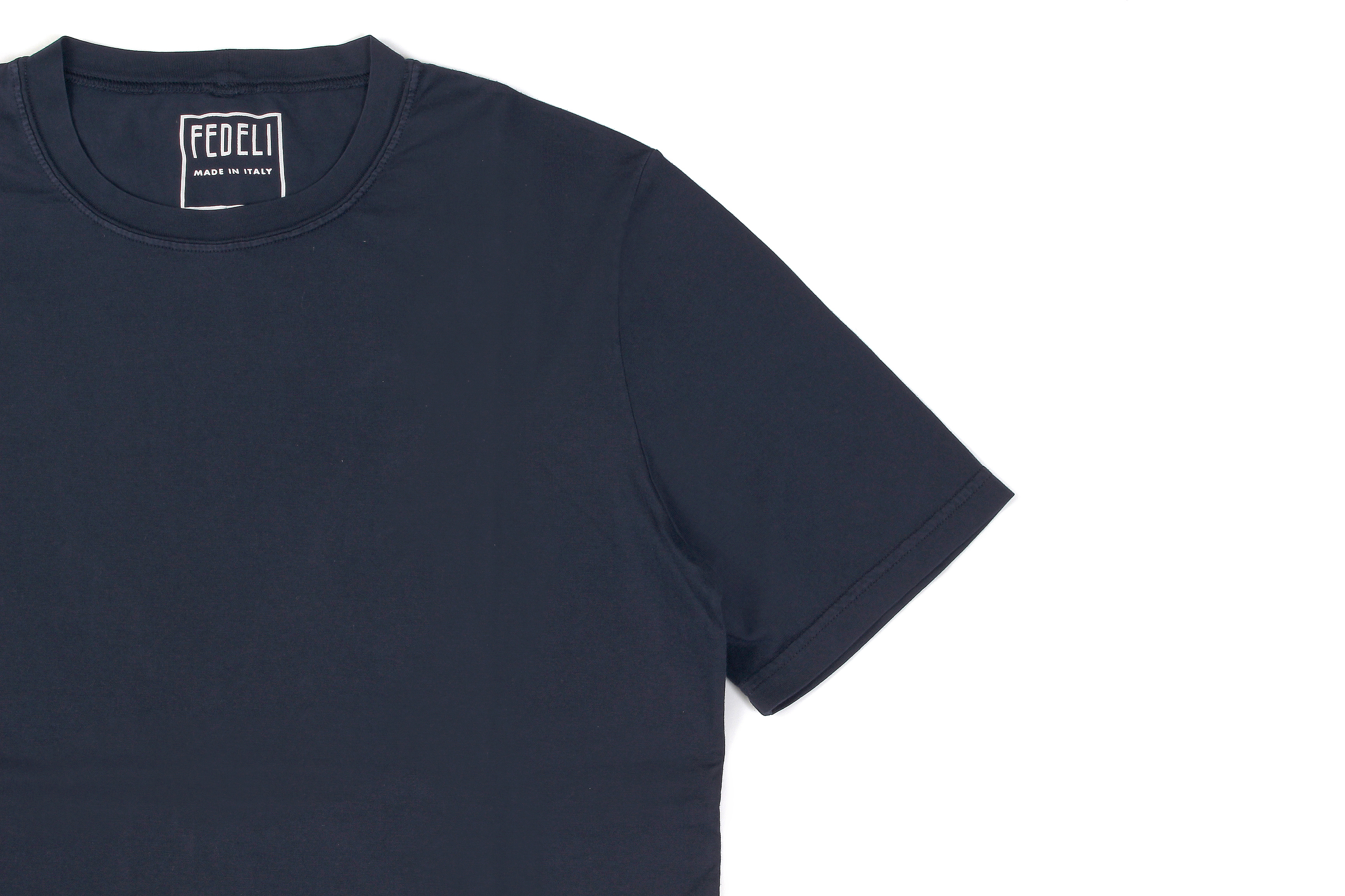 FEDELI(フェデーリ) Crew Neck T-shirt (クルーネック Tシャツ) ギザコットン Tシャツ NAVY (ネイビー・628) made in italy (イタリア製) 2020 春夏 【ご予約開始】愛知 名古屋 altoediritto アルトエデリット TEE