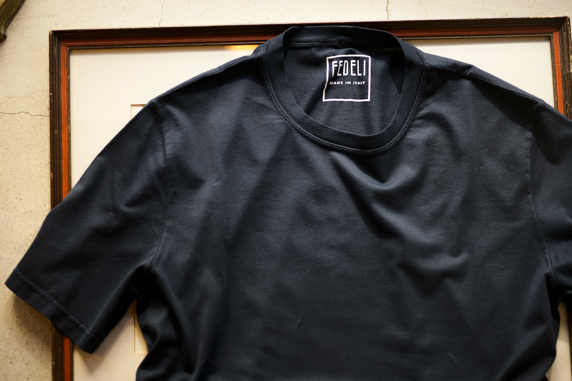 FEDELI(フェデーリ) Crew Neck T-shirt (クルーネック Tシャツ) ギザコットン Tシャツ NAVY (ネイビー・626) made in italy (イタリア製) 2020 春夏 【ご予約受付中】愛知 名古屋 altoediritto アルトエデリット TEE