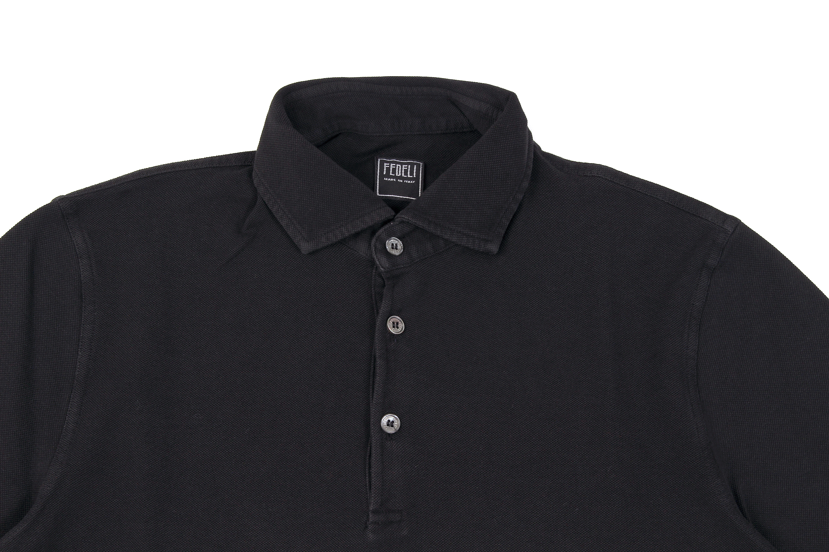 FEDELI(フェデーリ) Piquet Polo Shirt (ピケ ポロシャツ) カノコ ポロシャツ BLACK (ブラック・36) made in italy (イタリア製)2020 春夏 【ご予約開始】愛知 名古屋 altoediritto アルトエデリット ポロ