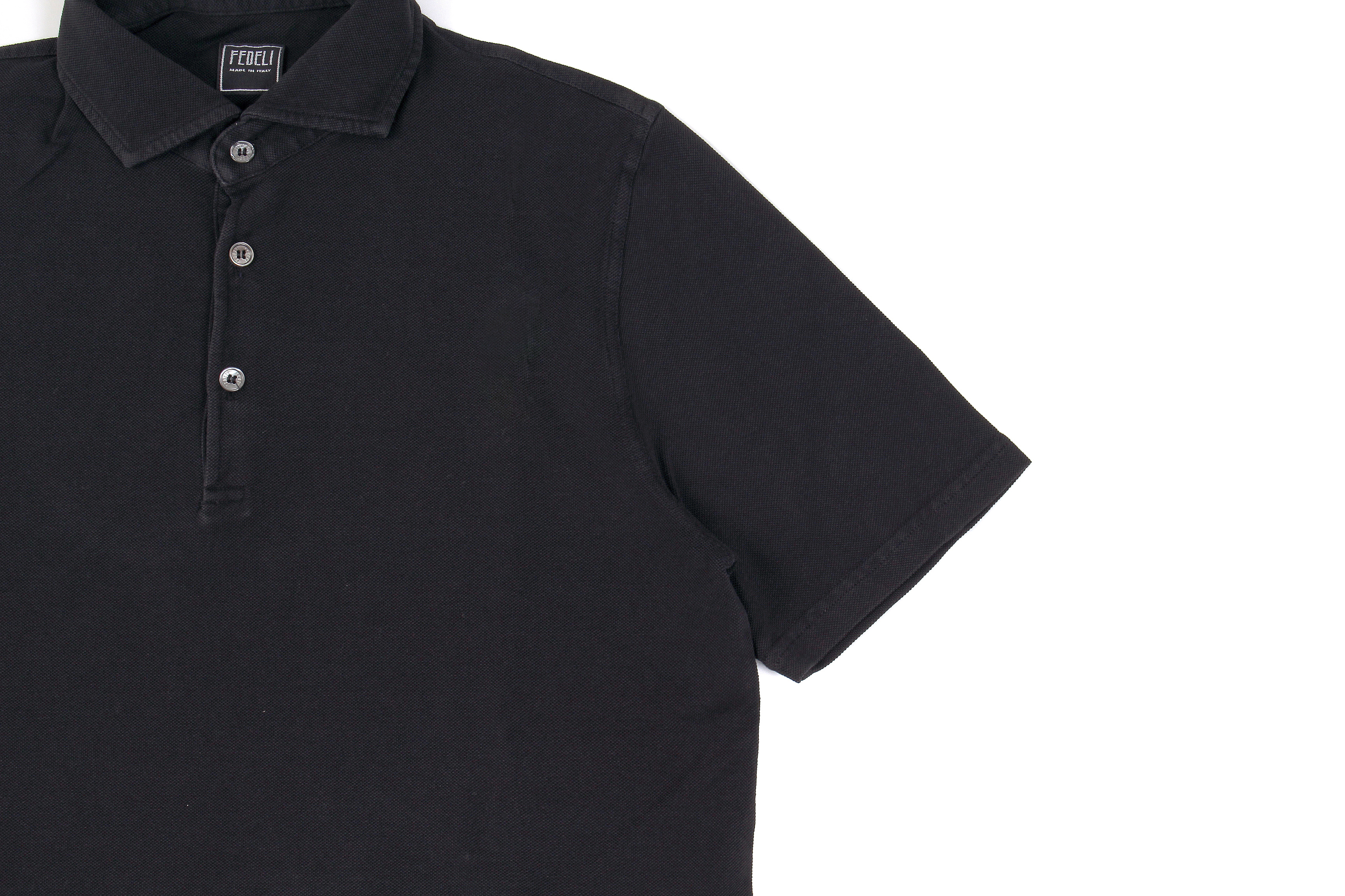 FEDELI(フェデーリ) Piquet Polo Shirt (ピケ ポロシャツ) カノコ ポロシャツ BLACK (ブラック・36) made in italy (イタリア製)2020 春夏 【ご予約開始】愛知 名古屋 altoediritto アルトエデリット ポロ