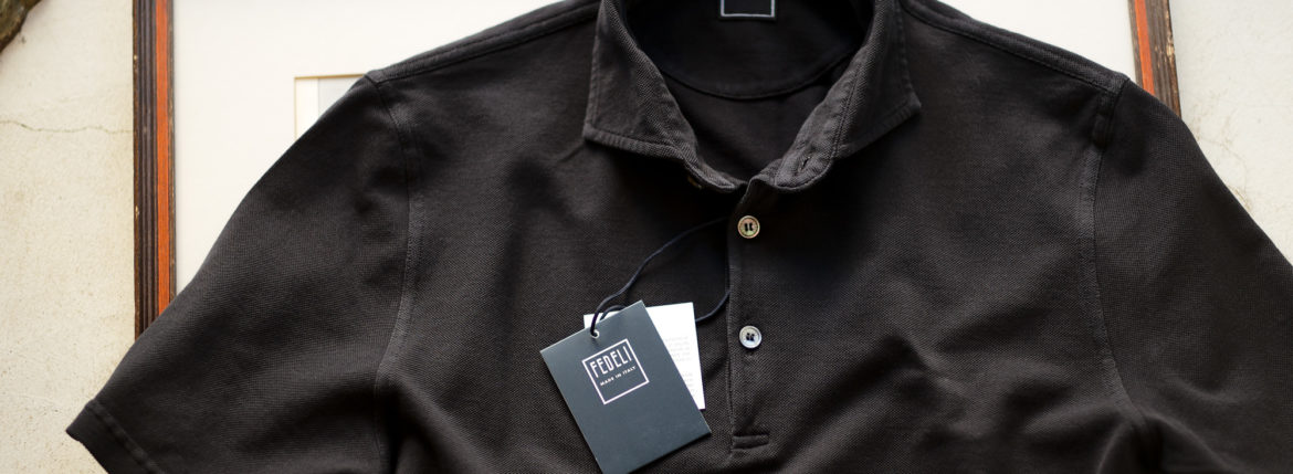 FEDELI(フェデーリ) Piquet Polo Shirt (ピケ ポロシャツ) カノコ ポロシャツ BLACK (ブラック・36) made in italy (イタリア製)2020 春夏 【ご予約受付中】 愛知 名古屋 altoediritto アルトエデリット ポロ