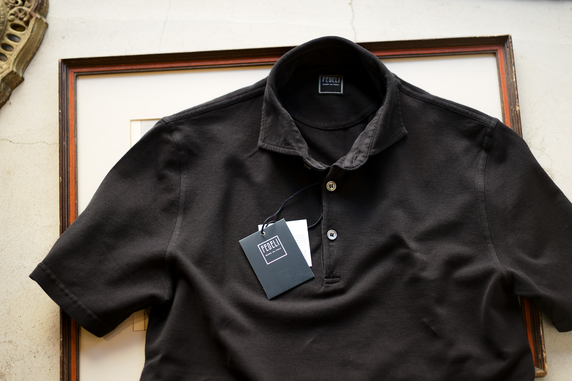 FEDELI(フェデーリ) Piquet Polo Shirt (ピケ ポロシャツ) カノコ ポロシャツ BLACK (ブラック・36) made in italy (イタリア製)2020 春夏 【ご予約受付中】 愛知 名古屋 altoediritto アルトエデリット ポロ
