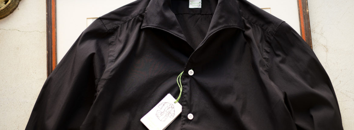 Finamore (フィナモレ) SEUL ITALIAN COLOR STRETCH COTTON SHIRTS ストレッチコットン ワンピースカラー シャツ BLACK (ブラック) made in italy (イタリア製) 2020 春夏新作 愛知 名古屋 altoediritto アルトエデリット シャツ