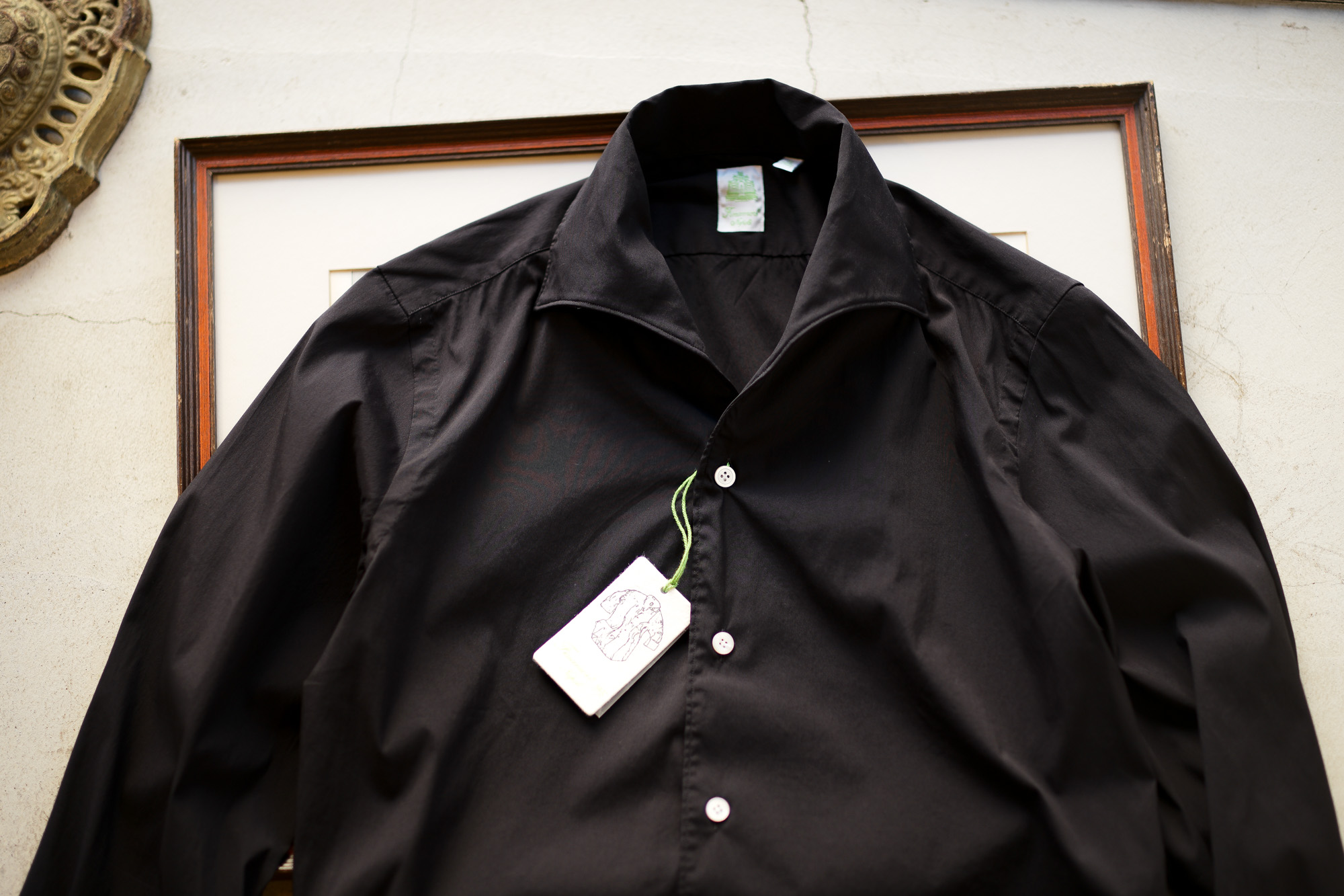 Finamore (フィナモレ) SEUL ITALIAN COLOR STRETCH COTTON SHIRTS ストレッチコットン ワンピースカラー シャツ BLACK (ブラック) made in italy (イタリア製) 2020 春夏新作 愛知 名古屋 altoediritto アルトエデリット シャツ