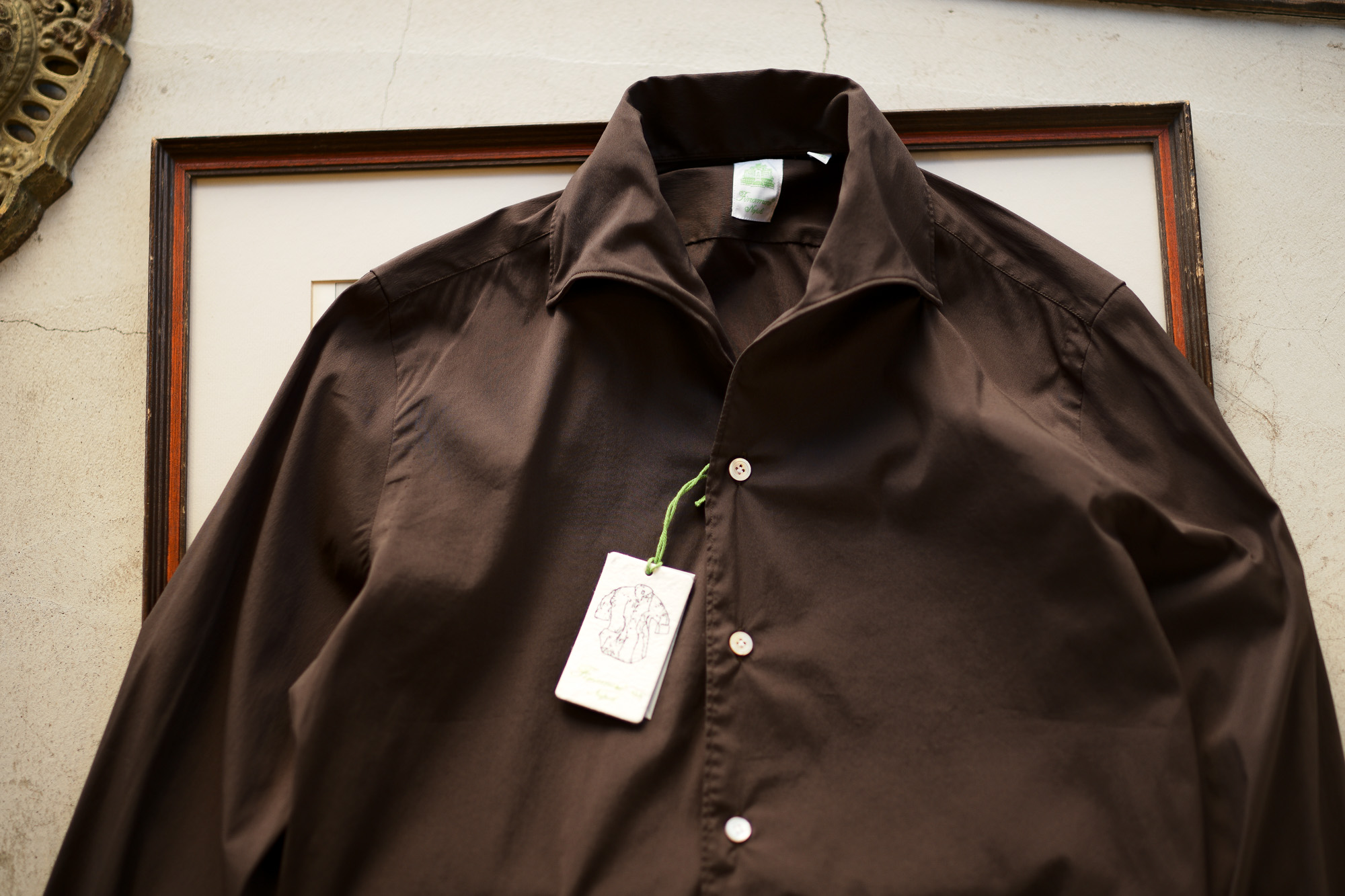 Finamore (フィナモレ) SEUL ITALIAN COLOR STRETCH COTTON SHIRTS ストレッチコットン ワンピースカラー シャツ BROWN (ブラウン) made in italy (イタリア製) 2020 春夏新作 愛知 名古屋 altoediritto アルトエデリット シャツ