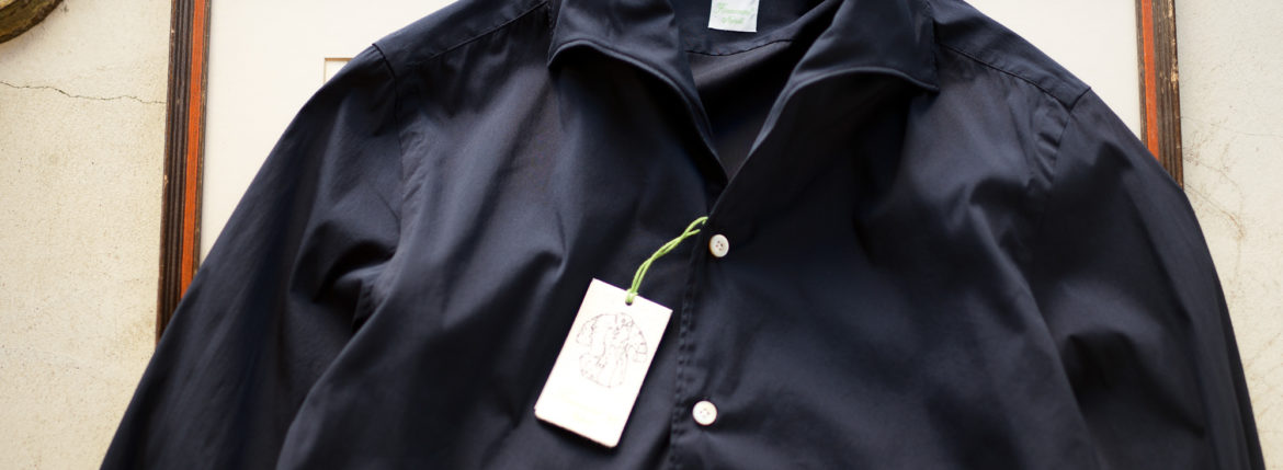 Finamore (フィナモレ) SEUL ITALIAN COLOR STRETCH COTTON SHIRTS ストレッチコットン ワンピースカラー シャツ NAVY (ネイビー) made in italy (イタリア製) 2020 春夏新作 愛知 名古屋 altoediritto アルトエデリット シャツ