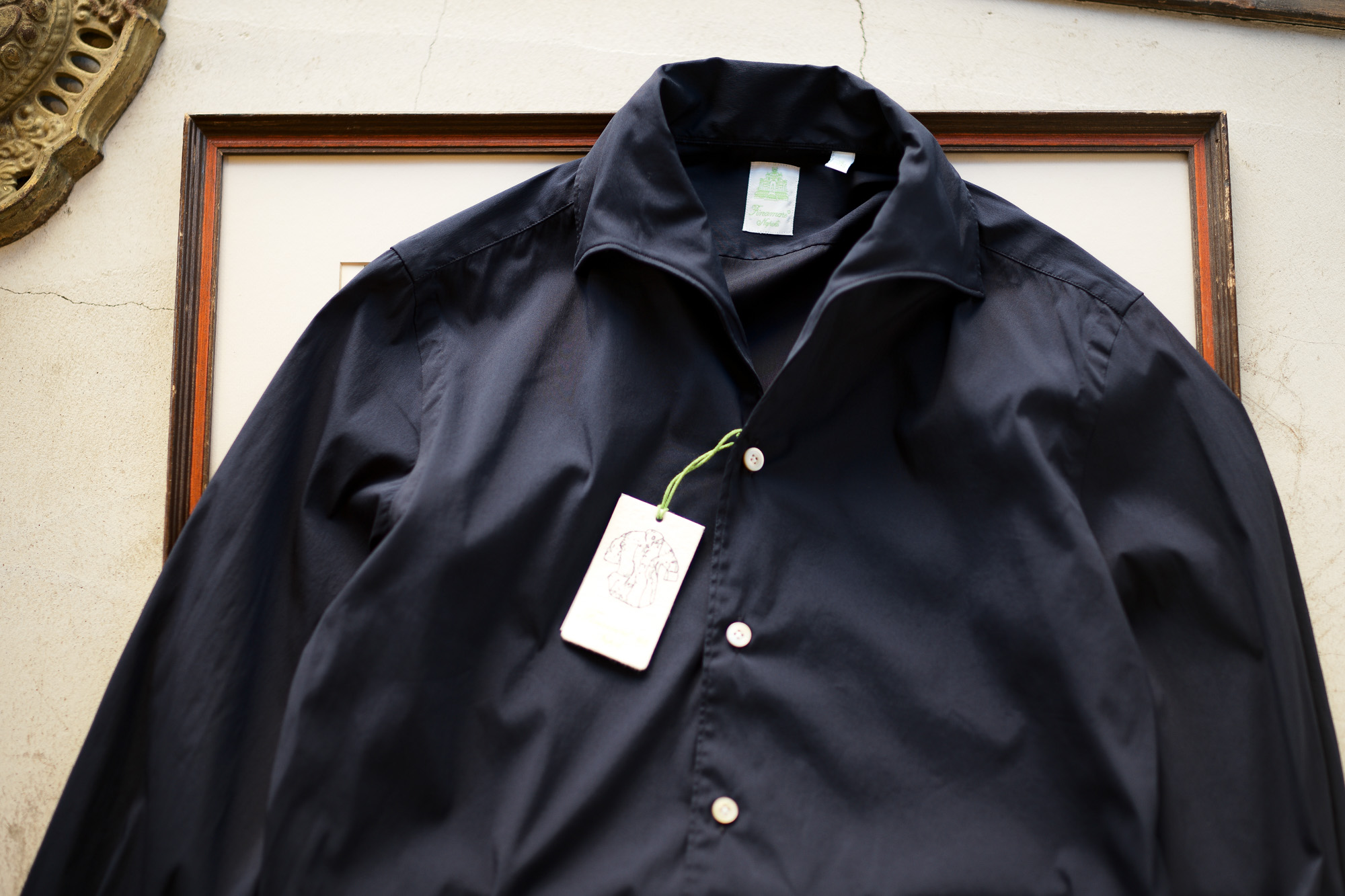 Finamore (フィナモレ) SEUL ITALIAN COLOR STRETCH COTTON SHIRTS ストレッチコットン ワンピースカラー シャツ NAVY (ネイビー) made in italy (イタリア製) 2020 春夏新作 愛知 名古屋 altoediritto アルトエデリット シャツ