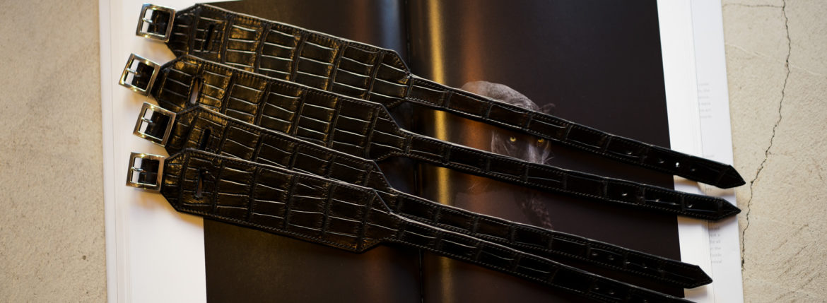 FIXER(フィクサー) CROCODILE LEATHER BRACELET 925 STERLING SILVER(925 スターリングシルバー) クロコダイル レザー ブレスレット BLACK (ブラック)のイメージ