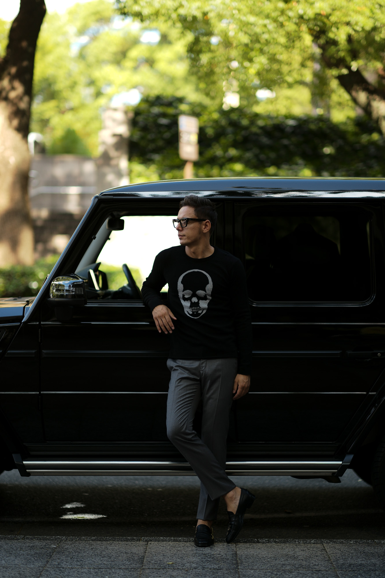 lucien pellat-finet (ルシアン ペラフィネ) Skull Cashmere Sweater (スカル カシミア セーター) インターシャ カシミア スカル セーター BLACK × GRAY (ブラック × グレー) made in scotland (スコットランド製) 2019 秋冬新作 lucienpellatfinet ルシアンペラフィネ 愛知 名古屋 altoediritto アルトエデリット