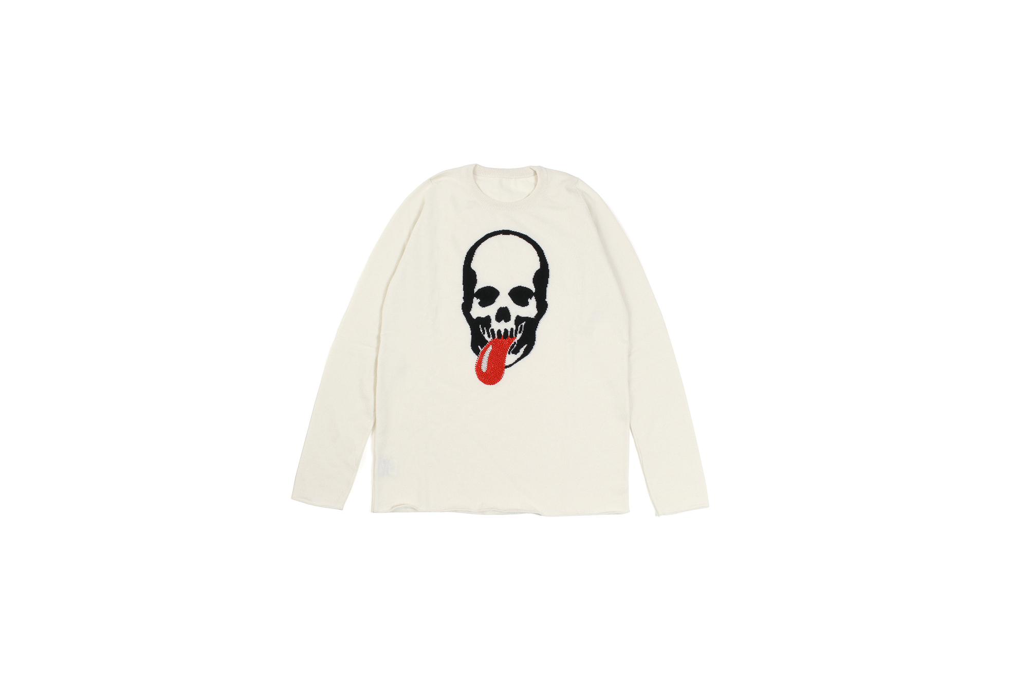 lucien pellat-finet (ルシアン ペラフィネ) Skull Tongue Cashmere Sweater (スカル タン カシミア セーター) インターシャ カシミア スカル セーター NIVEOUS × BLACK (ホワイト × ブラック) made in scotland (スコットランド製) 愛知 名古屋 altoediritto アルトエデリット