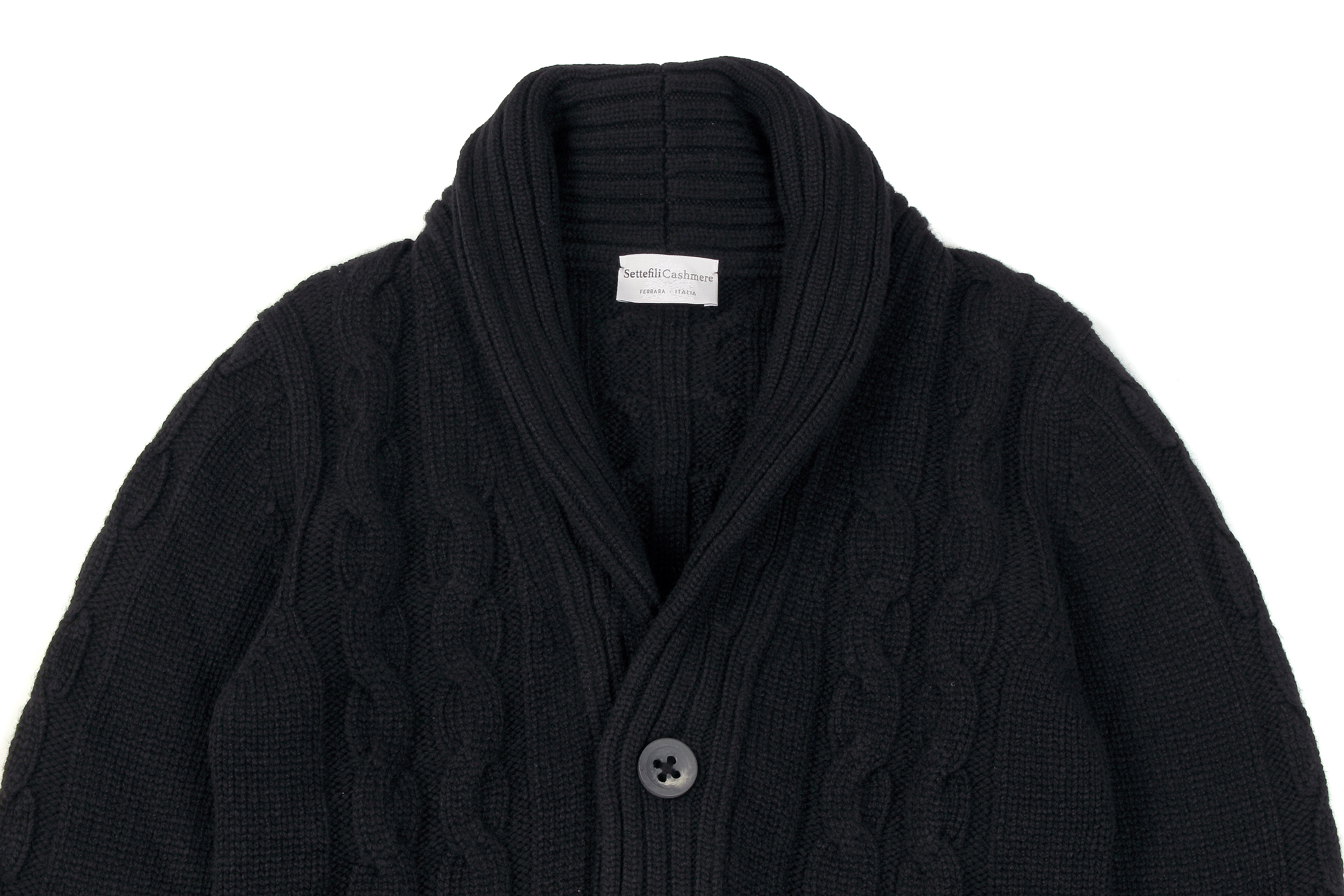 Settefili Cashmere (セッテフィーリ カシミア) Cashmere Shawl Collar Cardigan (カシミア ショールカラー カーディガン) カシミア ローゲージ ニット カーディガン BLACK (ブラック・PU017) made in italy (イタリア製) 2019 秋冬新作 愛知 名古屋 altoediritto アルトエデリット