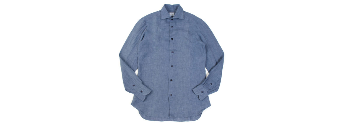 AVINO Laboratorio Napoletano(アヴィーノ・ラボラトリオ・ナポレターノ) Linen Dress Shirts (リネン ドレス シャツ) リネン100% ワイドカラー シャツ BLUE (ブルー) made in italy (イタリア製) 2020 春夏 【ご予約開始】のイメージ