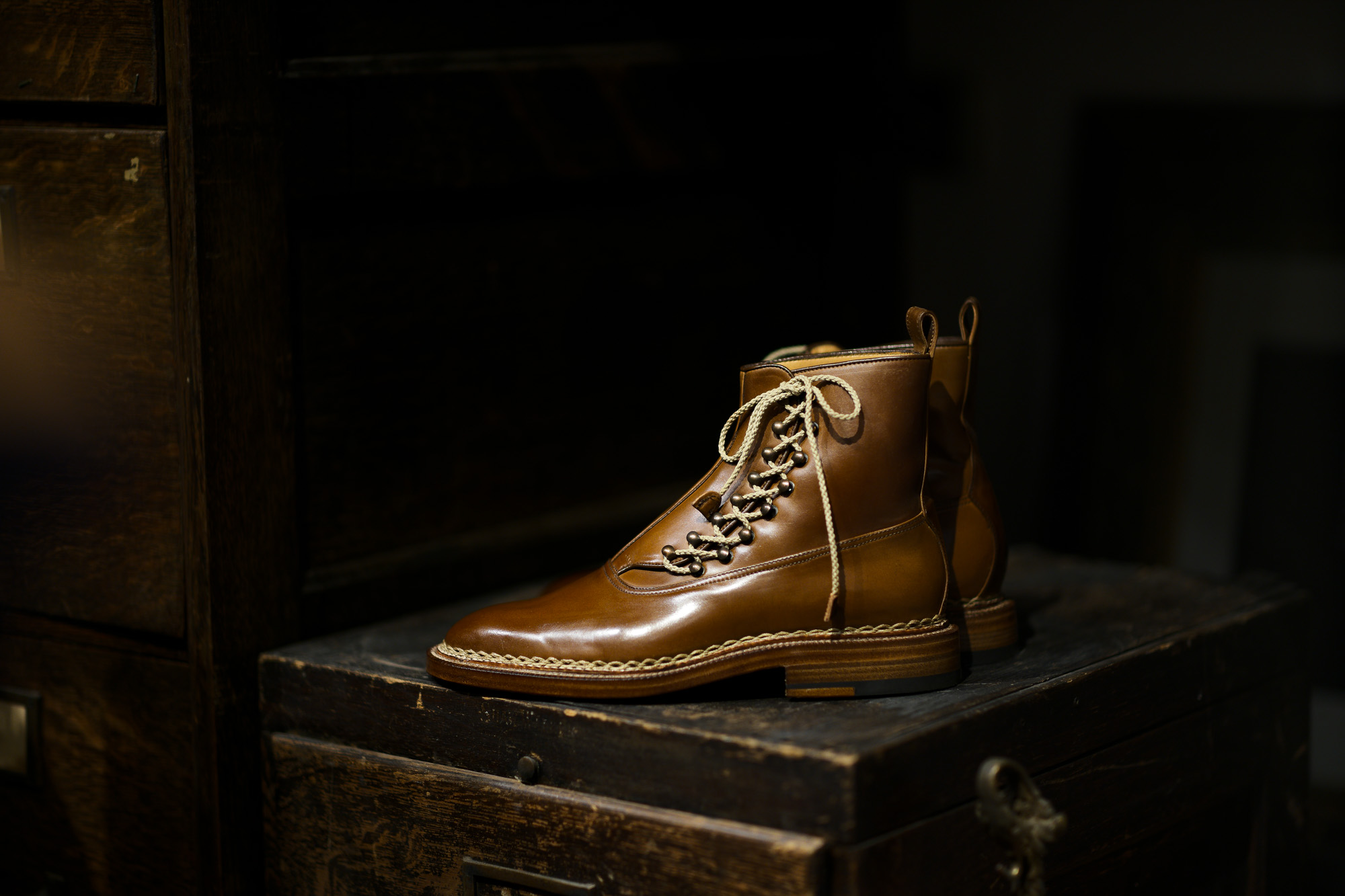 ENZO BONAFE(エンツォボナフェ) ART.3983 Lace up Boots(レースアップブーツ) Horween Shell Cordovan Leather ホーウィン社シェルコードバンレザー ドレスシューズ ドレスブーツ BOURBON (バーボン) made in italy (イタリア製) エンツォボナフェ レースアップブーツ コードバン バーボン スペシャルブーツ 愛知 名古屋 altoediritto アルトエデリット