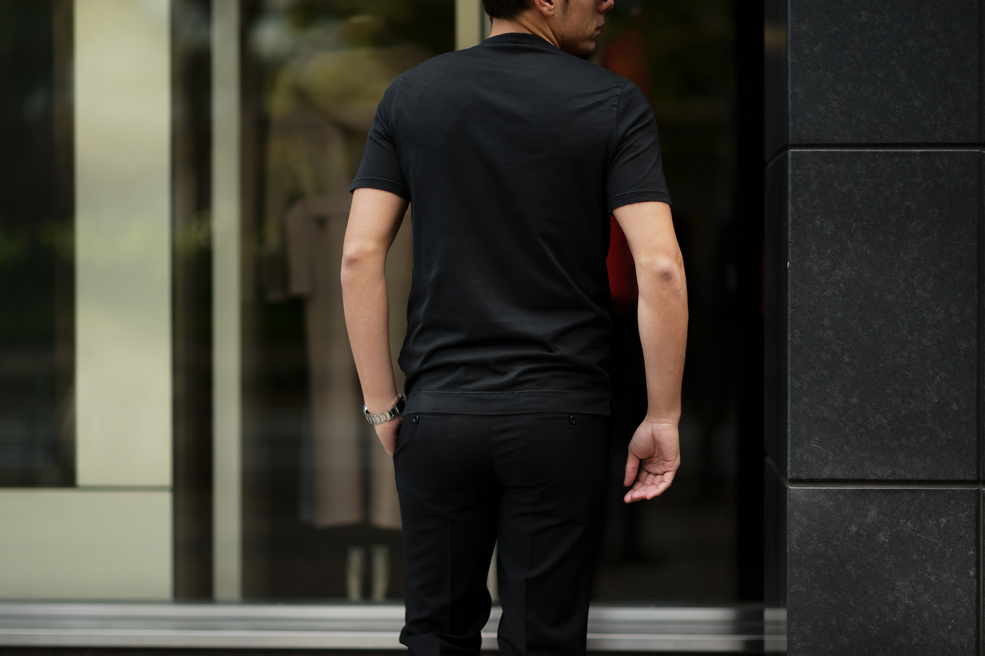 FEDELI(フェデーリ) Crew Neck T-shirt (クルーネック Tシャツ) ギザコットン Tシャツ BLACK (ブラック・36) made in italy (イタリア製) 2020 春夏 【ご予約受付中】愛知 名古屋 altoediritto アルトエデリット TEE