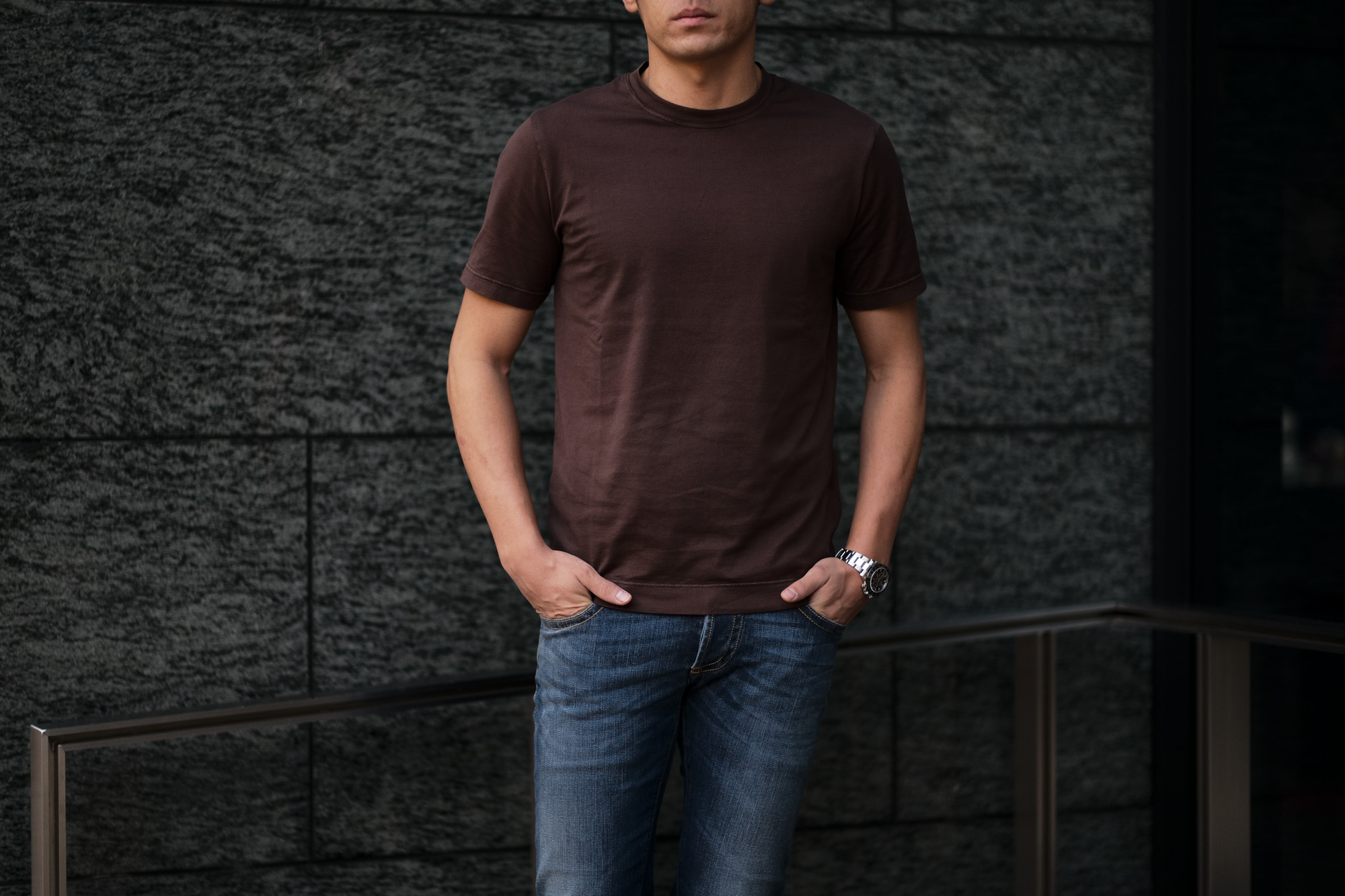 FEDELI(フェデーリ) Crew Neck T-shirt (クルーネック Tシャツ) ギザコットン Tシャツ BROWN (ブラウン・811) made in italy (イタリア製) 2020 春夏 【ご予約受付中】 愛知 名古屋 altoediritto アルトエデリット TEE