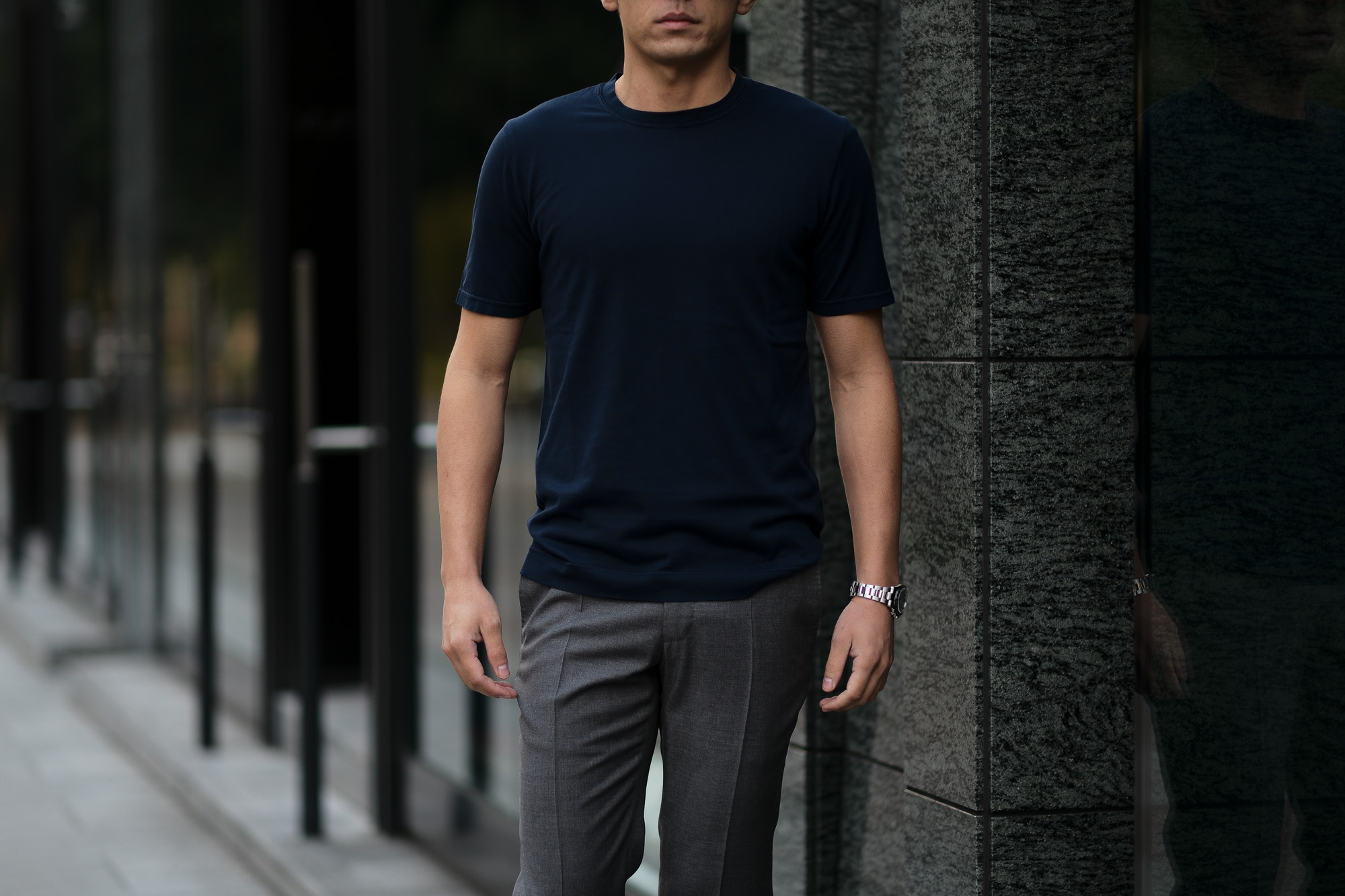 FEDELI(フェデーリ) Crew Neck T-shirt (クルーネック Tシャツ) ギザコットン Tシャツ NAVY (ネイビー・626) made in italy (イタリア製) 2020 春夏 【ご予約受付中】愛知 名古屋 altoediritto アルトエデリット TEE