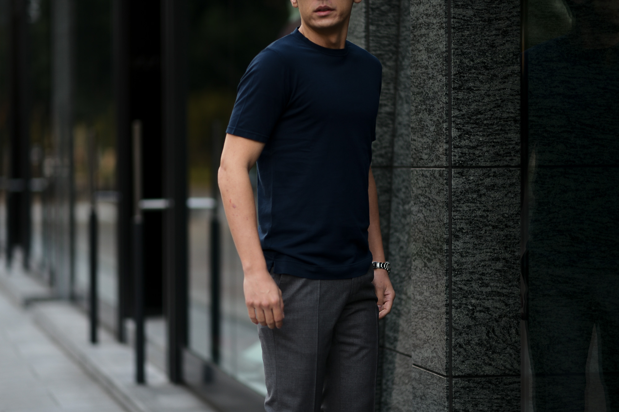 FEDELI(フェデーリ) Crew Neck T-shirt (クルーネック Tシャツ) ギザコットン Tシャツ NAVY (ネイビー・626) made in italy (イタリア製) 2020 春夏 【ご予約受付中】愛知 名古屋 altoediritto アルトエデリット TEE