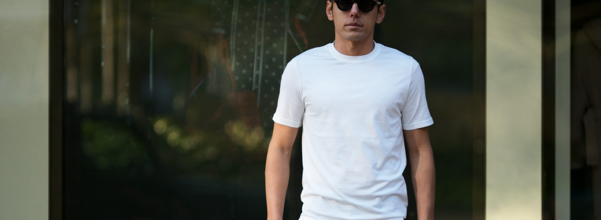 FEDELI(フェデーリ) Crew Neck T-shirt (クルーネック Tシャツ) ギザコットン Tシャツ WHITE (ホワイト・41) made in italy (イタリア製) 2020 春夏 【ご予約受付中】のイメージ