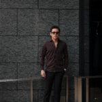 Finamore (フィナモレ) SEUL ITALIAN COLOR STRETCH COTTON SHIRTS ストレッチコットン ワンピースカラー シャツ BROWN (ブラウン) made in italy (イタリア製) 2020 春夏新作のイメージ