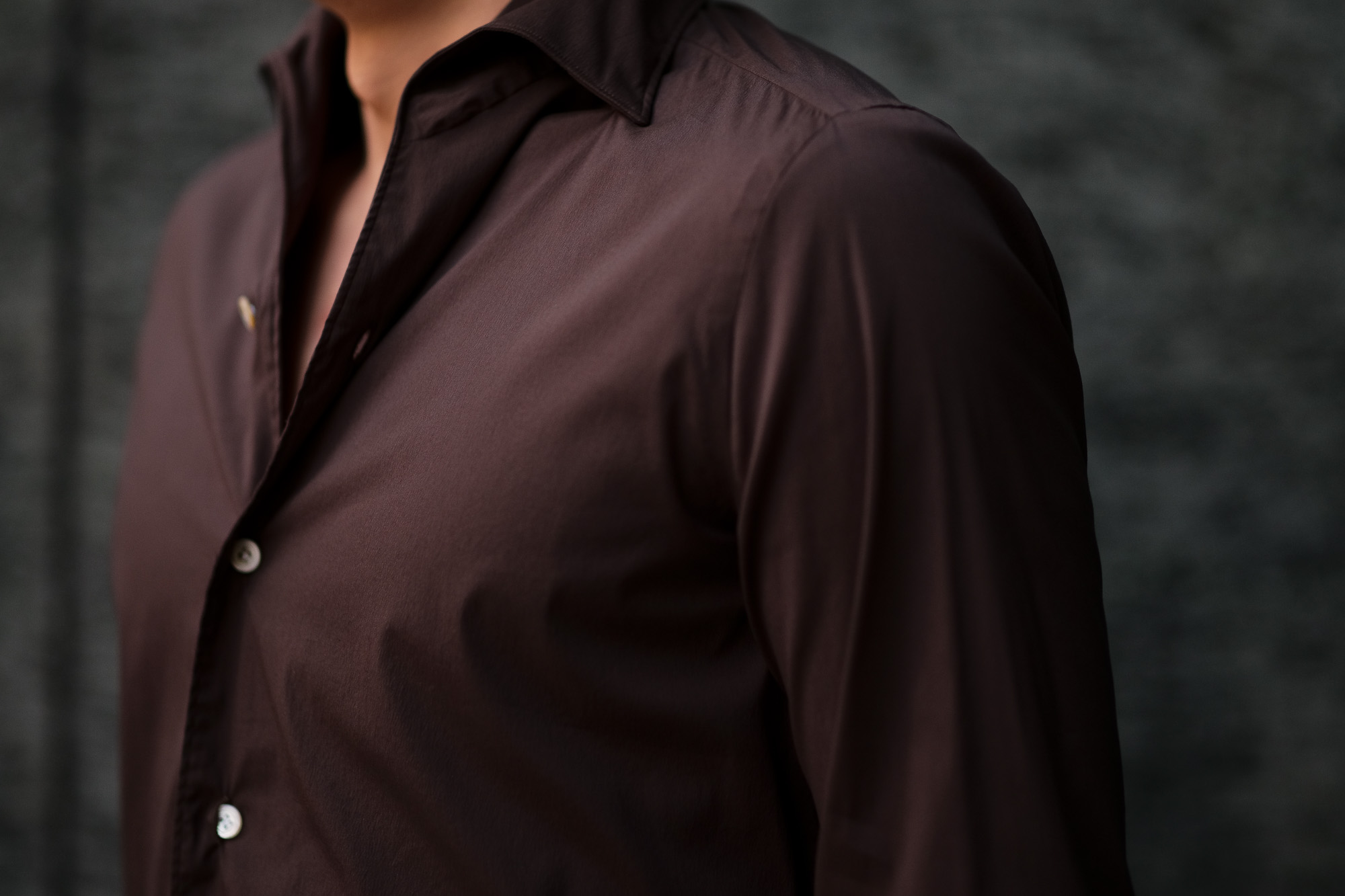 Finamore (フィナモレ) SEUL ITALIAN COLOR STRETCH COTTON SHIRTS ストレッチコットン ワンピースカラー シャツ BROWN (ブラウン) made in italy (イタリア製) 2020 春夏新作 愛知 名古屋 altoediritto アルトエデリット シャツ