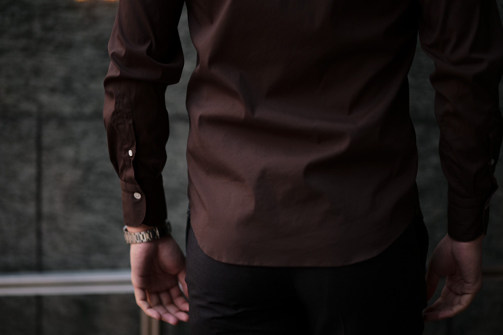 Finamore (フィナモレ) SEUL ITALIAN COLOR STRETCH COTTON SHIRTS ストレッチコットン ワンピースカラー シャツ BROWN (ブラウン) made in italy (イタリア製) 2020 春夏新作 愛知 名古屋 altoediritto アルトエデリット シャツ