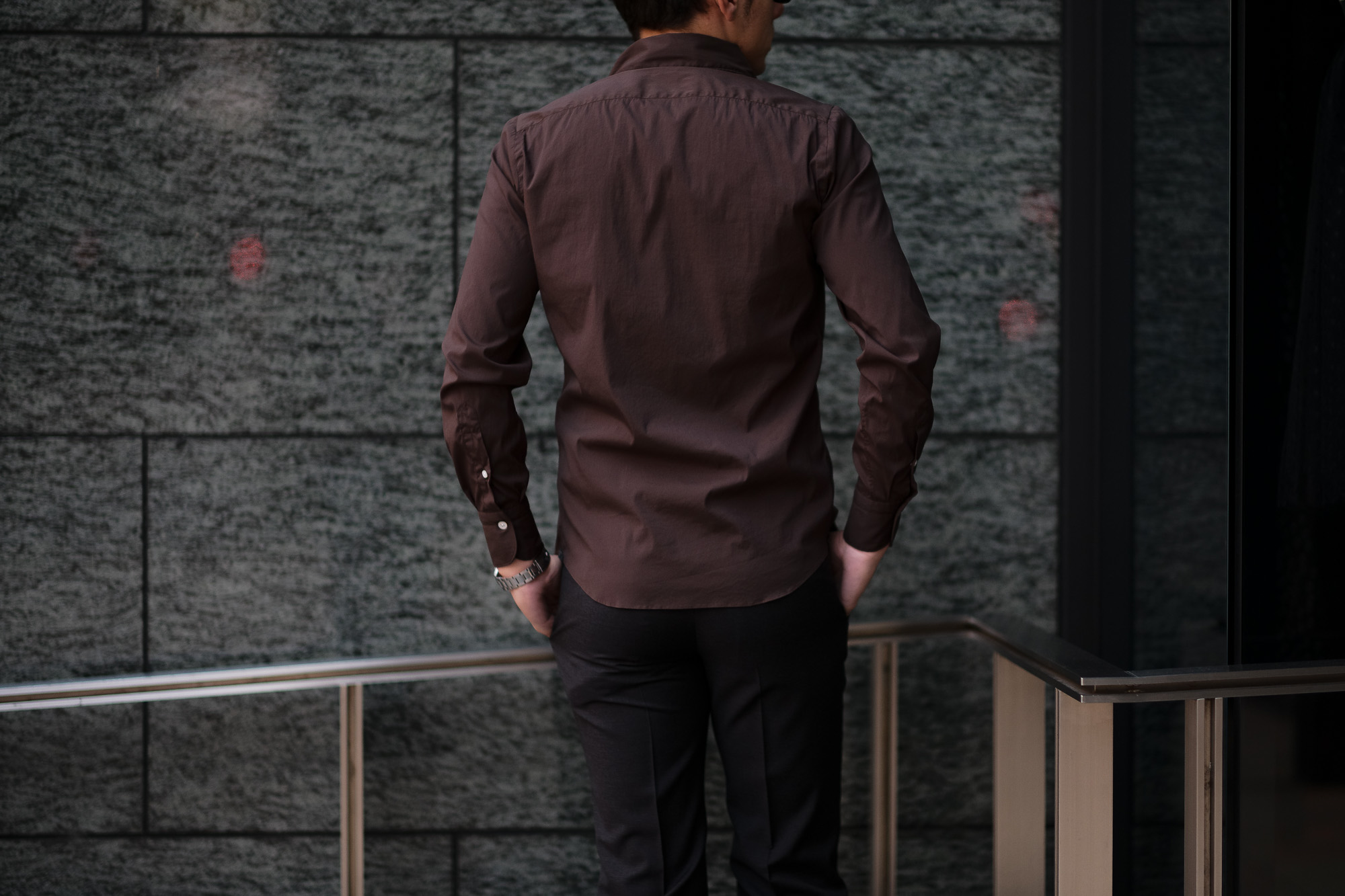 Finamore (フィナモレ) SEUL ITALIAN COLOR STRETCH COTTON SHIRTS ストレッチコットン ワンピースカラー シャツ BROWN (ブラウン) made in italy (イタリア製) 2020 春夏新作 愛知 名古屋 altoediritto アルトエデリット シャツ