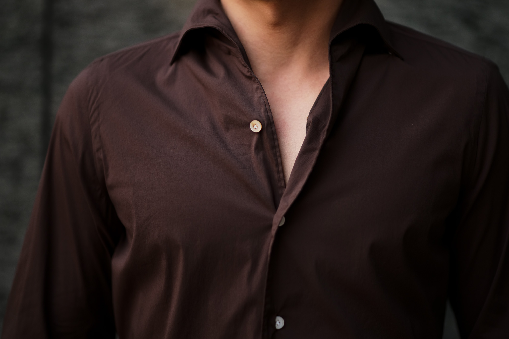 Finamore (フィナモレ) SEUL ITALIAN COLOR STRETCH COTTON SHIRTS ストレッチコットン ワンピースカラー シャツ BROWN (ブラウン) made in italy (イタリア製) 2020 春夏新作 愛知 名古屋 altoediritto アルトエデリット シャツ