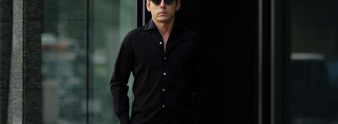 Finamore (フィナモレ) SEUL ITALIAN COLOR STRETCH COTTON SHIRTS ストレッチコットン ワンピースカラー シャツ BLACK (ブラック) made in italy (イタリア製) 2020 春夏新作 愛知 名古屋 altoediritto アルトエデリット シャツ