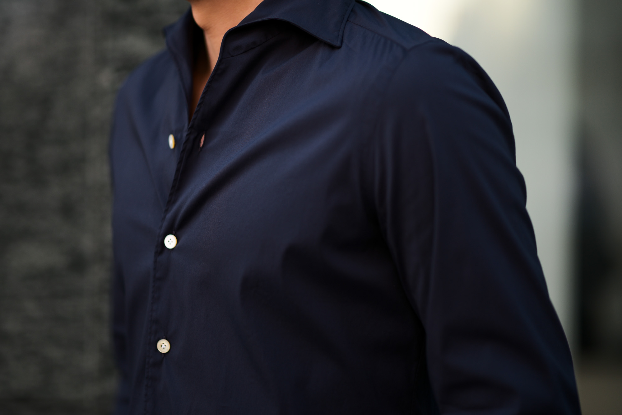 Finamore (フィナモレ) SEUL ITALIAN COLOR STRETCH COTTON SHIRTS ストレッチコットン ワンピースカラー シャツ NAVY (ネイビー) made in italy (イタリア製) 2020 春夏新作 愛知 名古屋 altoediritto アルトエデリット シャツ