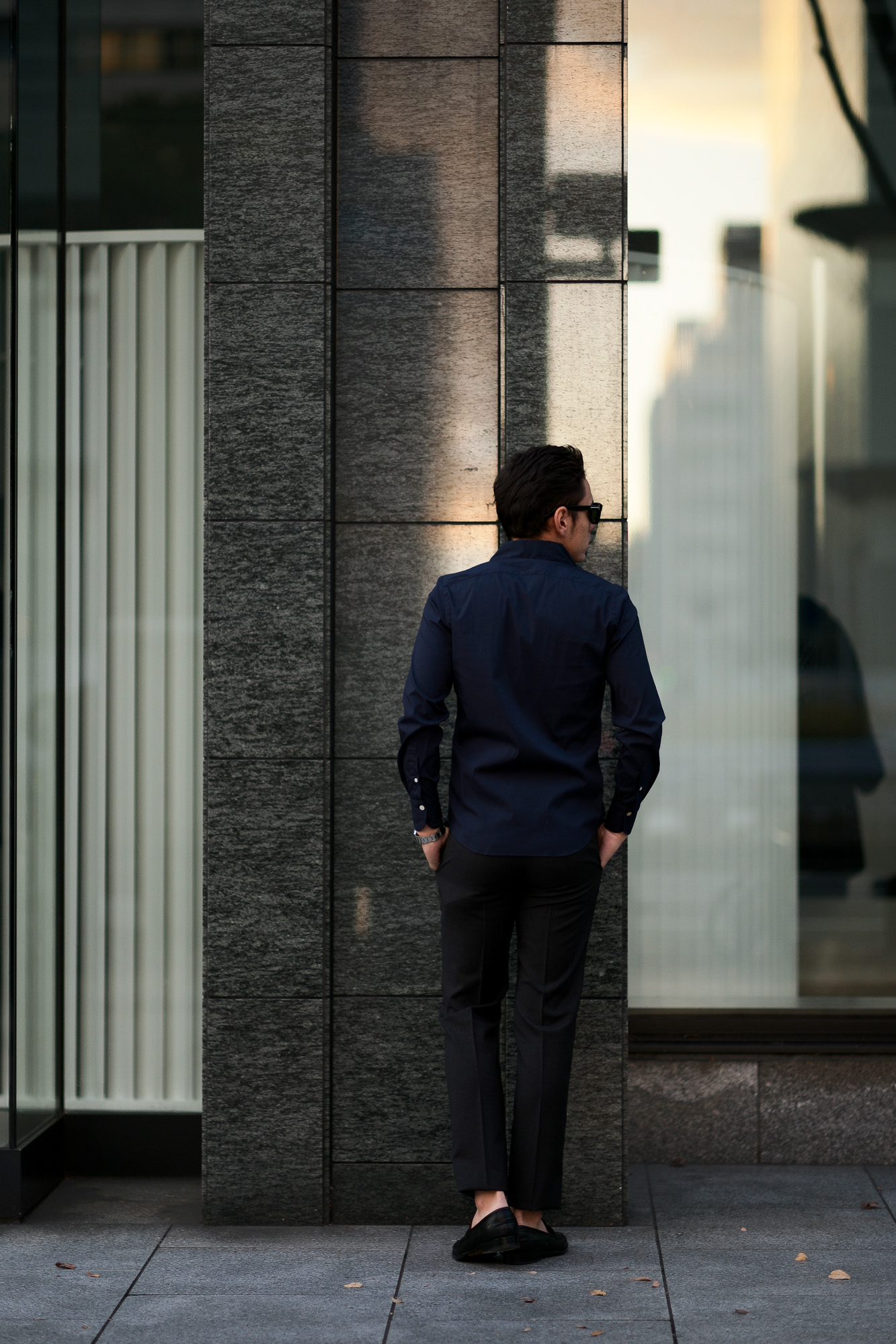 Finamore (フィナモレ) SEUL ITALIAN COLOR STRETCH COTTON SHIRTS ストレッチコットン ワンピースカラー シャツ NAVY (ネイビー) made in italy (イタリア製) 2020 春夏新作 愛知 名古屋 altoediritto アルトエデリット シャツ