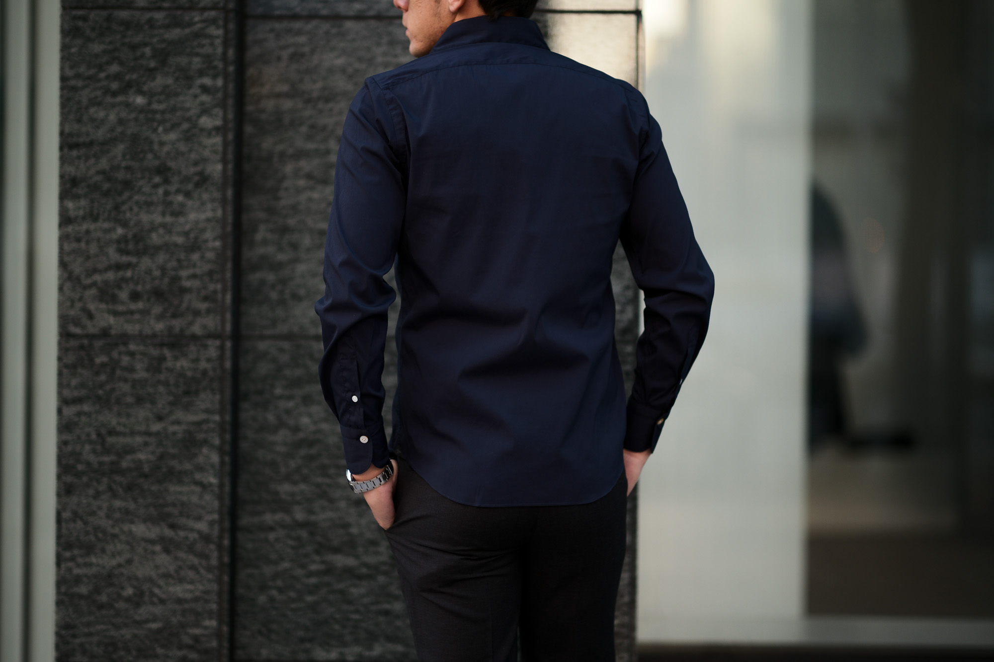 Finamore (フィナモレ) SEUL ITALIAN COLOR STRETCH COTTON SHIRTS ストレッチコットン ワンピースカラー シャツ NAVY (ネイビー) made in italy (イタリア製) 2020 春夏新作 愛知 名古屋 altoediritto アルトエデリット シャツ