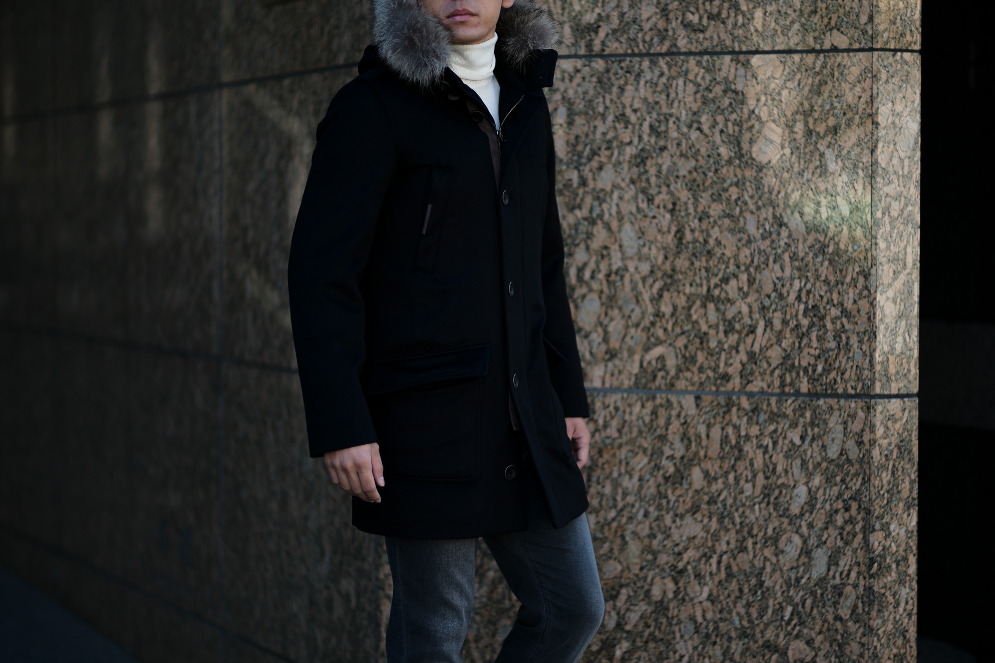 HERNO(ヘルノ) N-3B Cashmere coat (カシミア コート) LUIGI COLOMBO (ルイージ・コロンボ) 撥水 カシミア ロング コート BLACK (ブラック・9300) Made in italy (イタリア製) 2019 秋冬新作 altoediritto アルトエデリット 愛知 名古屋