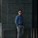 AVINO Laboratorio Napoletano(アヴィーノ・ラボラトリオ・ナポレターノ) Linen Dress Shirts (リネン ドレス シャツ) リネン100% ワイドカラー シャツ BLUE (ブルー) made in italy (イタリア製) 2020 春夏 【ご予約受付中】のイメージ