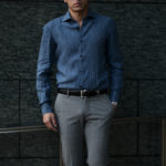 AVINO Laboratorio Napoletano(アヴィーノ・ラボラトリオ・ナポレターノ) Linen Dress Shirts (リネン ドレス シャツ) リネン100% ワイドカラー シャツ BLUE (ブルー) made in italy (イタリア製) 2020 春夏 【ご予約受付中】のイメージ