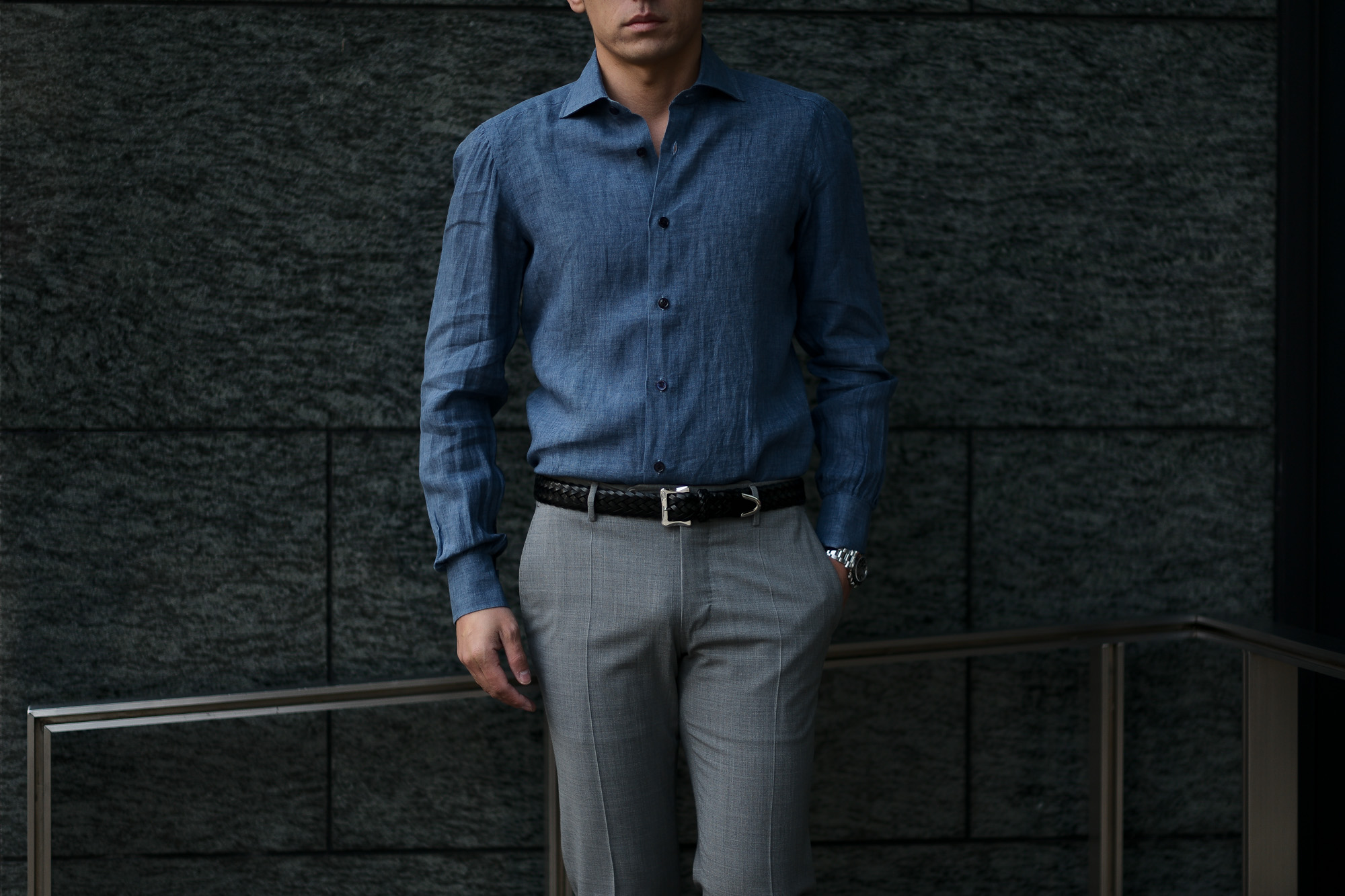 AVINO Laboratorio Napoletano(アヴィーノ・ラボラトリオ・ナポレターノ) Linen Dress Shirts (リネン ドレス シャツ) リネン100% ワイドカラー シャツ BLUE (ブルー) made in italy (イタリア製) 2020 春夏 【ご予約受付中】愛知 名古屋 altoediritto アルトエデリット リネンシャツ