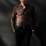 AVINO Laboratorio Napoletano(アヴィーノ・ラボラトリオ・ナポレターノ) Linen Dress Shirts (リネン ドレス シャツ) リネン100% ワイドカラー シャツ BROWN (ブラウン) made in italy (イタリア製) 2020 春夏 【ご予約受付中】のイメージ
