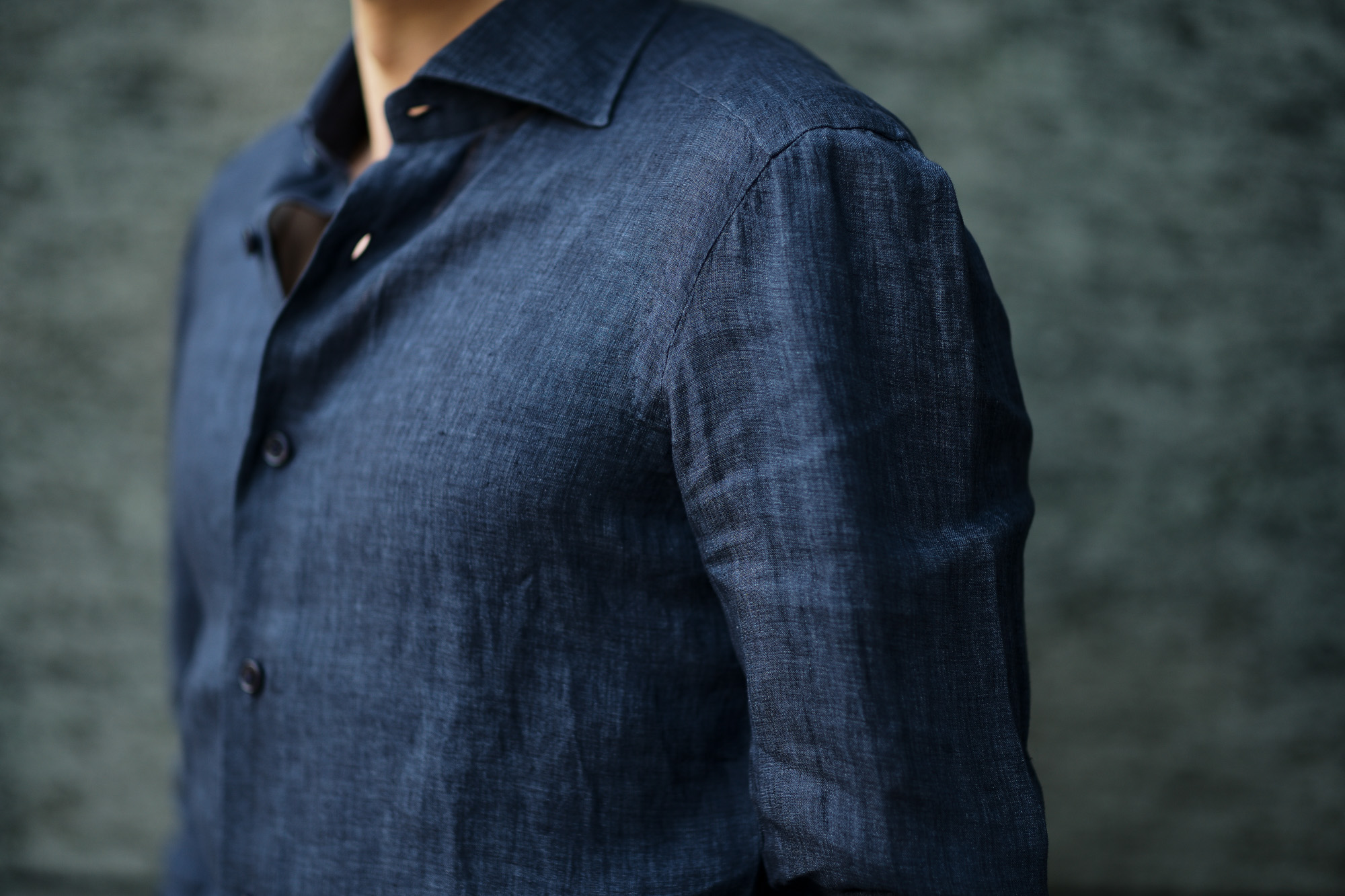 AVINO Laboratorio Napoletano(アヴィーノ・ラボラトリオ・ナポレターノ) Linen Dress Shirts (リネン ドレス シャツ) リネン100% ワイドカラー シャツ NAVY (ネイビー) made in italy (イタリア製) 2020 春夏 【ご予約受付中】愛知 名古屋 altoediritto アルトエデリット リネンシャツ