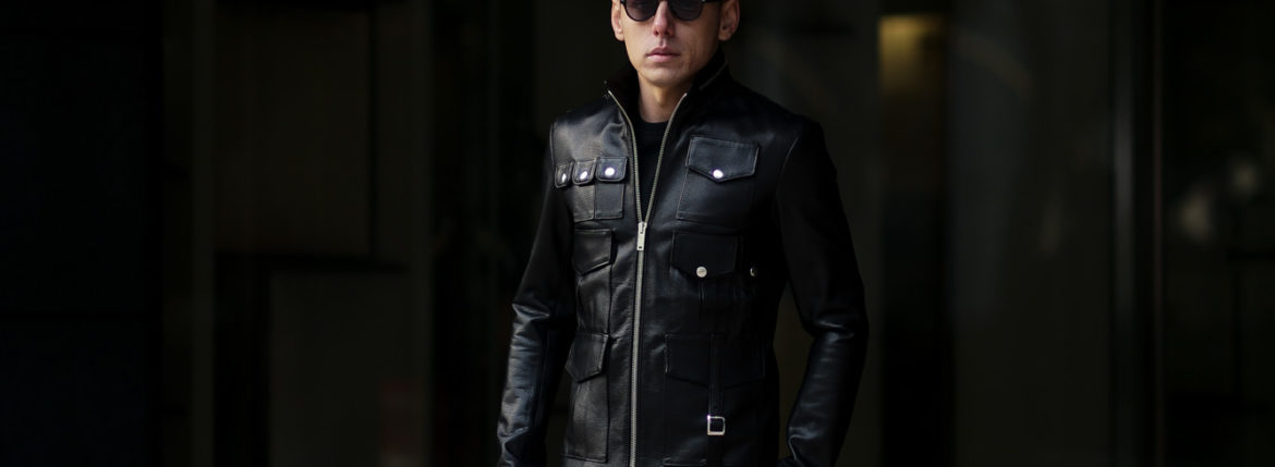 cuervo bopoha (クエルボ ヴァローナ) Satisfaction Leather Collection (サティスファクション レザー コレクション) HUNK(ハンク) BUFFALO LEATHER (バッファロー レザー) レザージャケット BLACK(ブラック) MADE IN JAPAN (日本製) 2020 春夏のイメージ